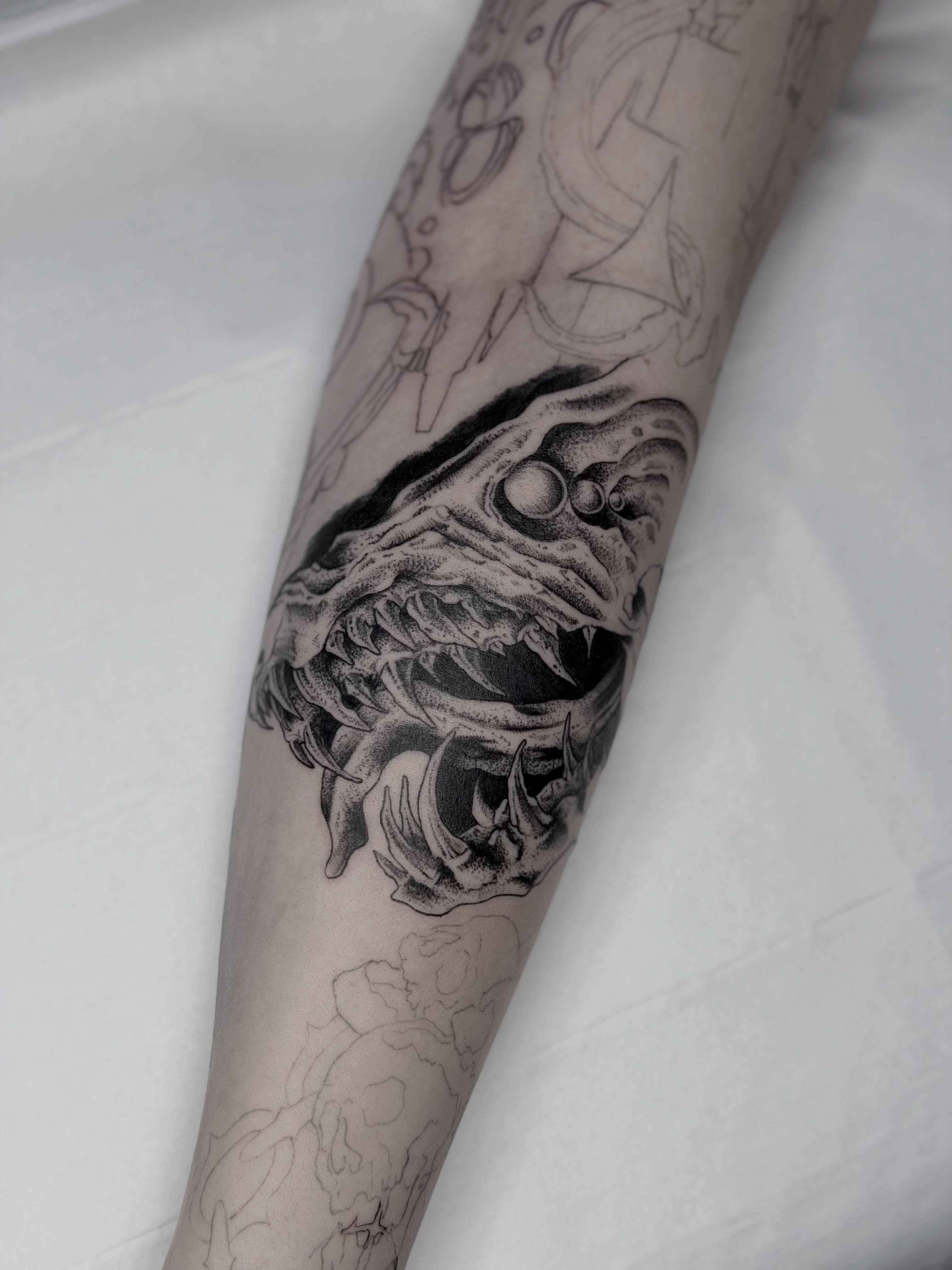 Tattoo by @annaxinks — dotwork, black_and_grey