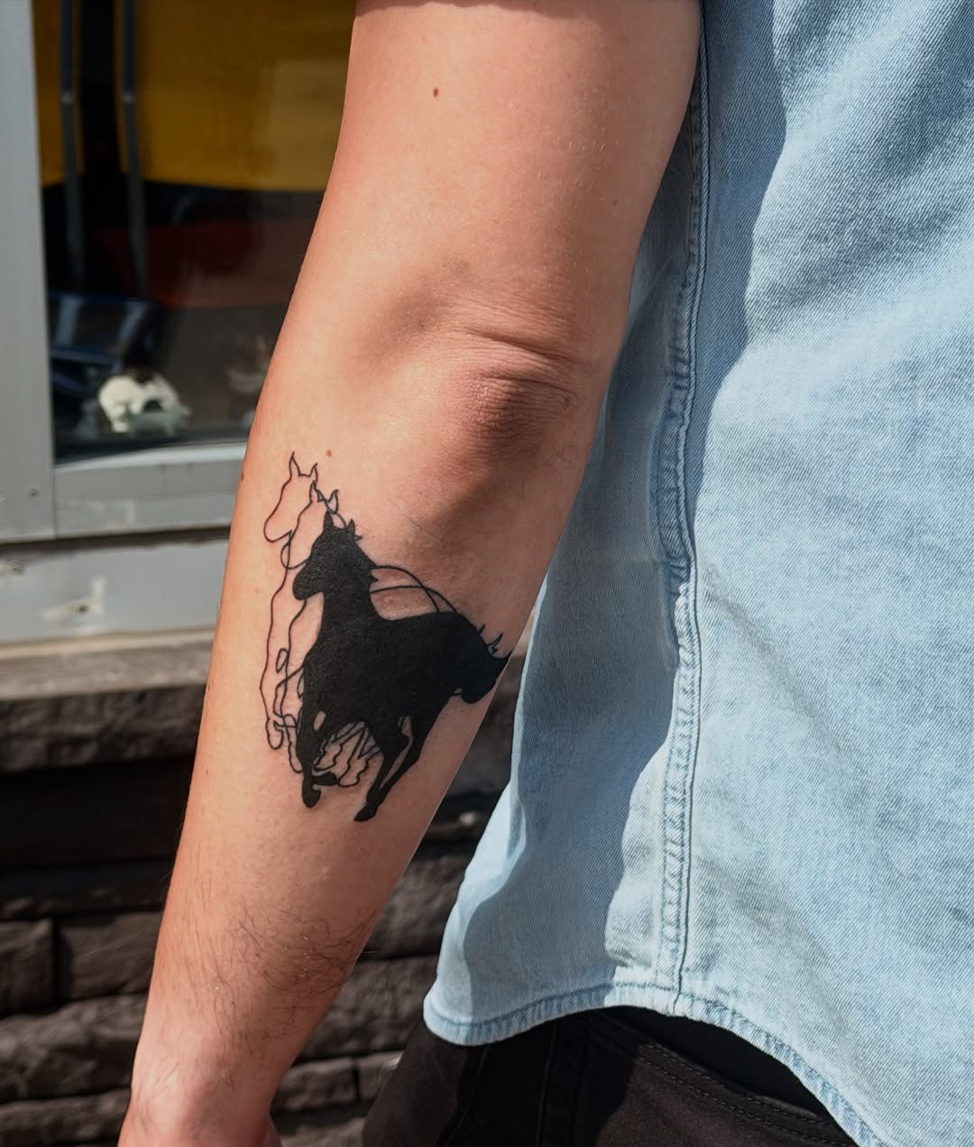 Two horses sketch tattoo on the forearm by 🩸Will🖤NYC✨🏳️🌈🇺🇦