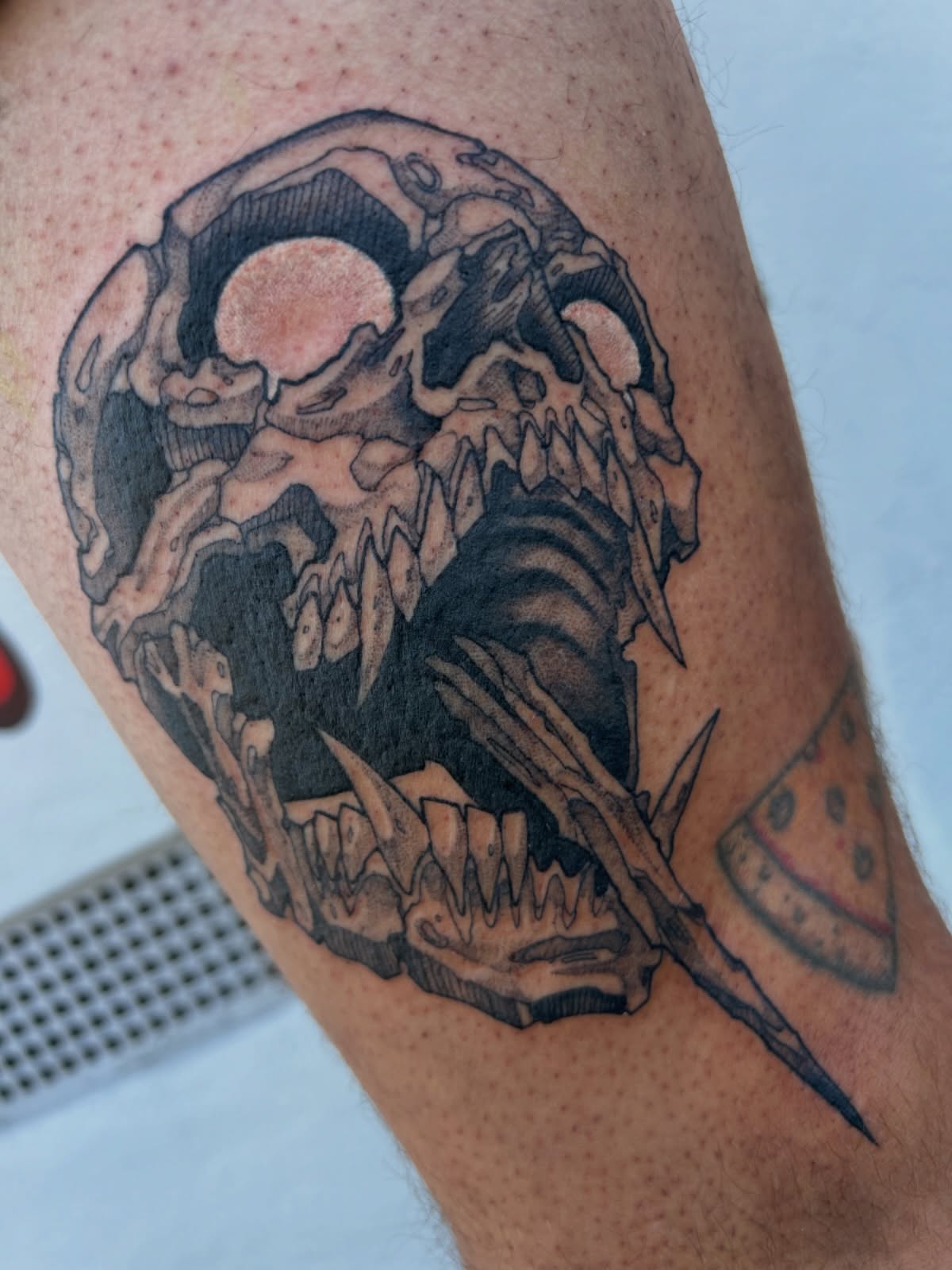 Skull black and grey tattoo on the forearm by Owen Smith -OEOS- SF