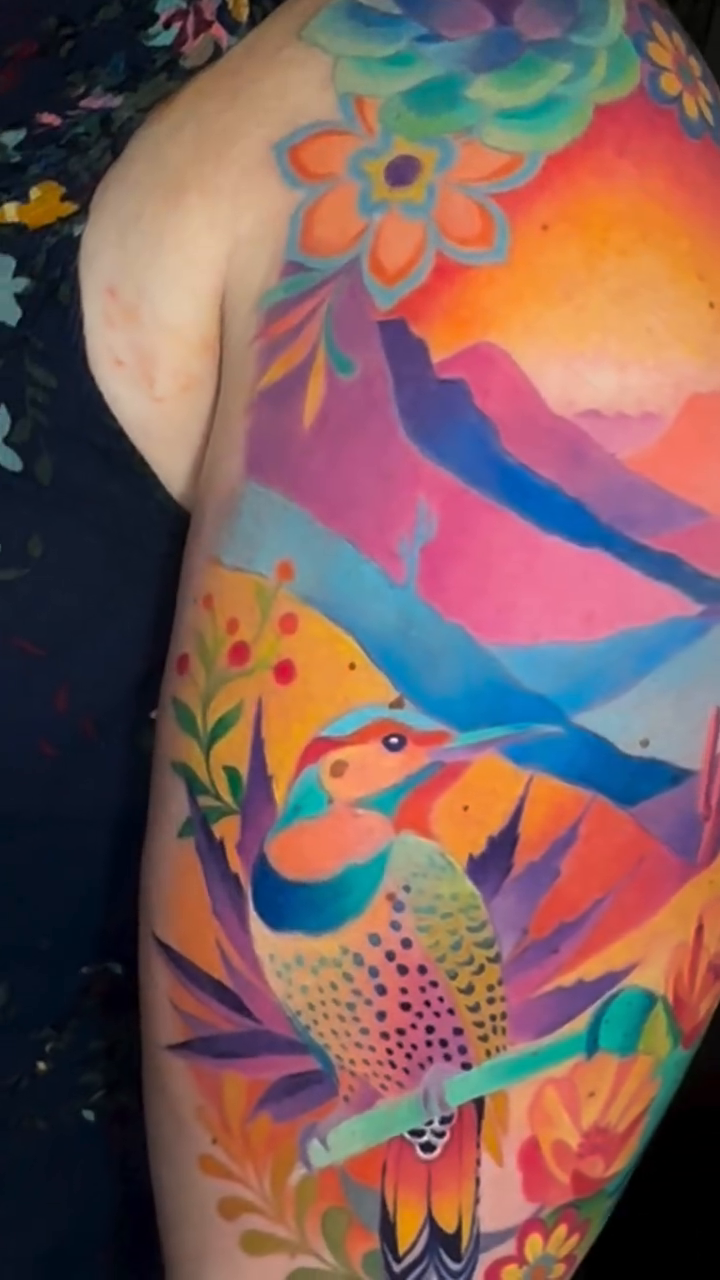 Bird and desert landscape watercolor tattoo by πππΈππ»π΄ππΌπΈ π»πΈπΉπΉπ
ππ
