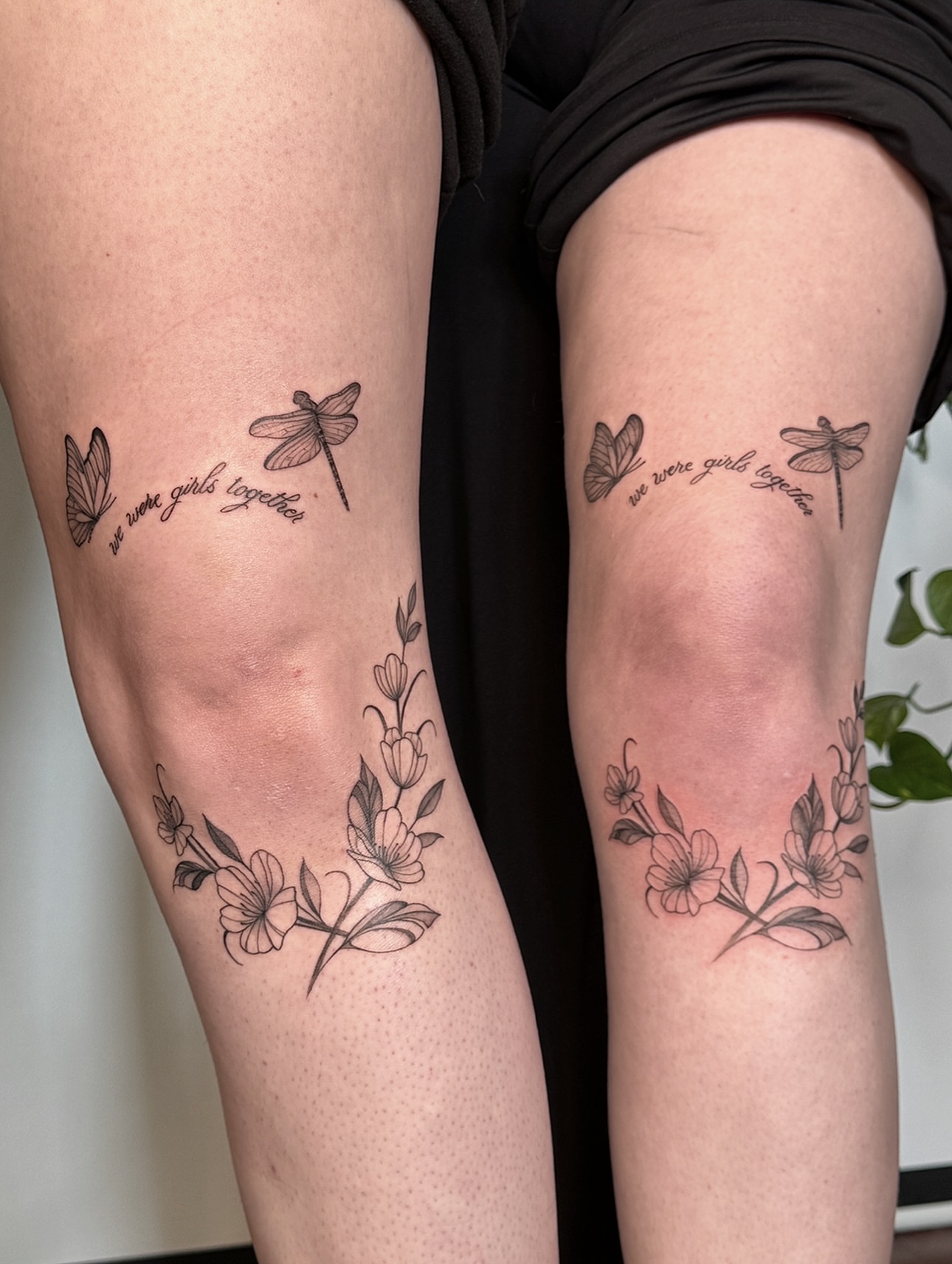 Floral wreath black and grey tattoo on the forearm by Jasmine, Lynnwood, Washington
