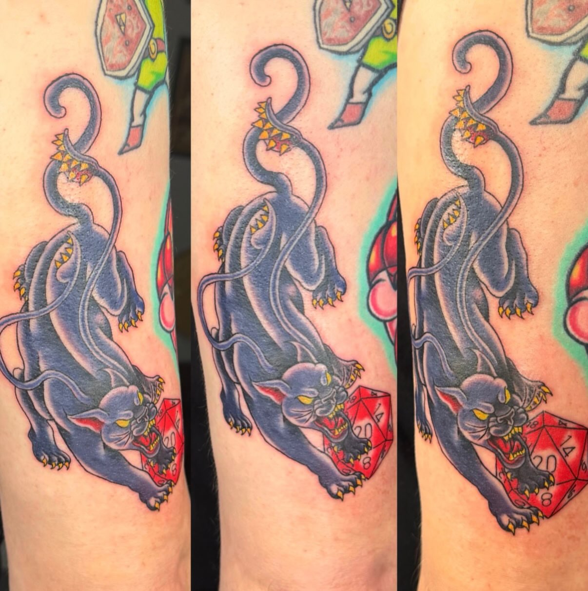 Panther American traditional tattoo on the forearm by Nico Capriotti ๐ณ๏ธโ๐