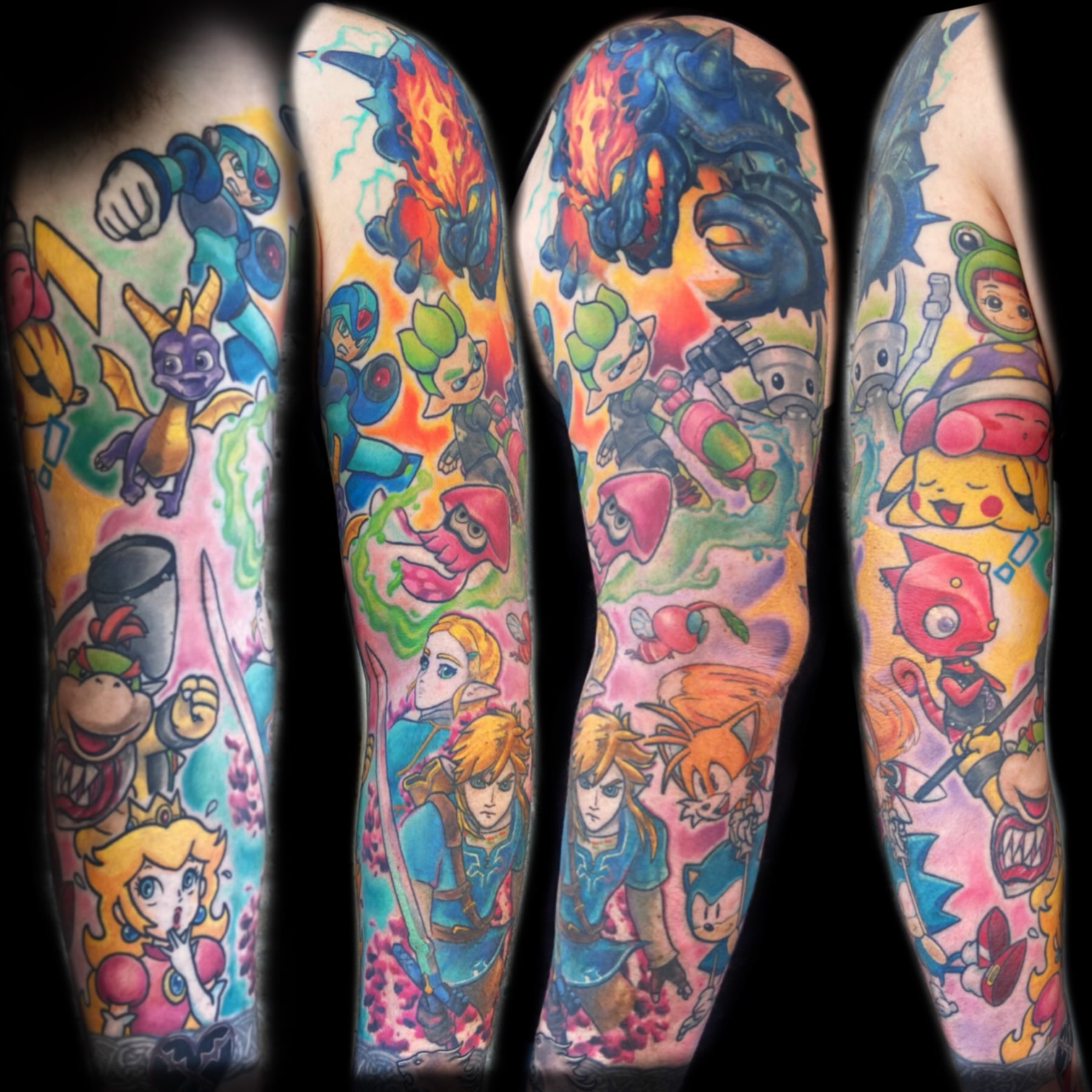 Video game characters new school tattoo on the forearm by San Diego Tattoo Artist