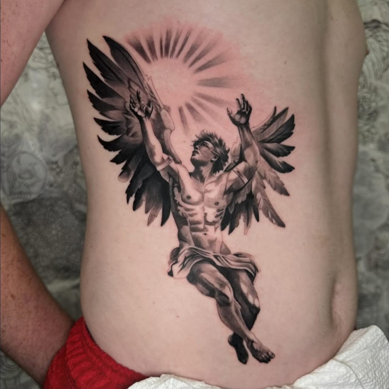 Tattoo by @thekidevantattoos — black_and_grey, realism