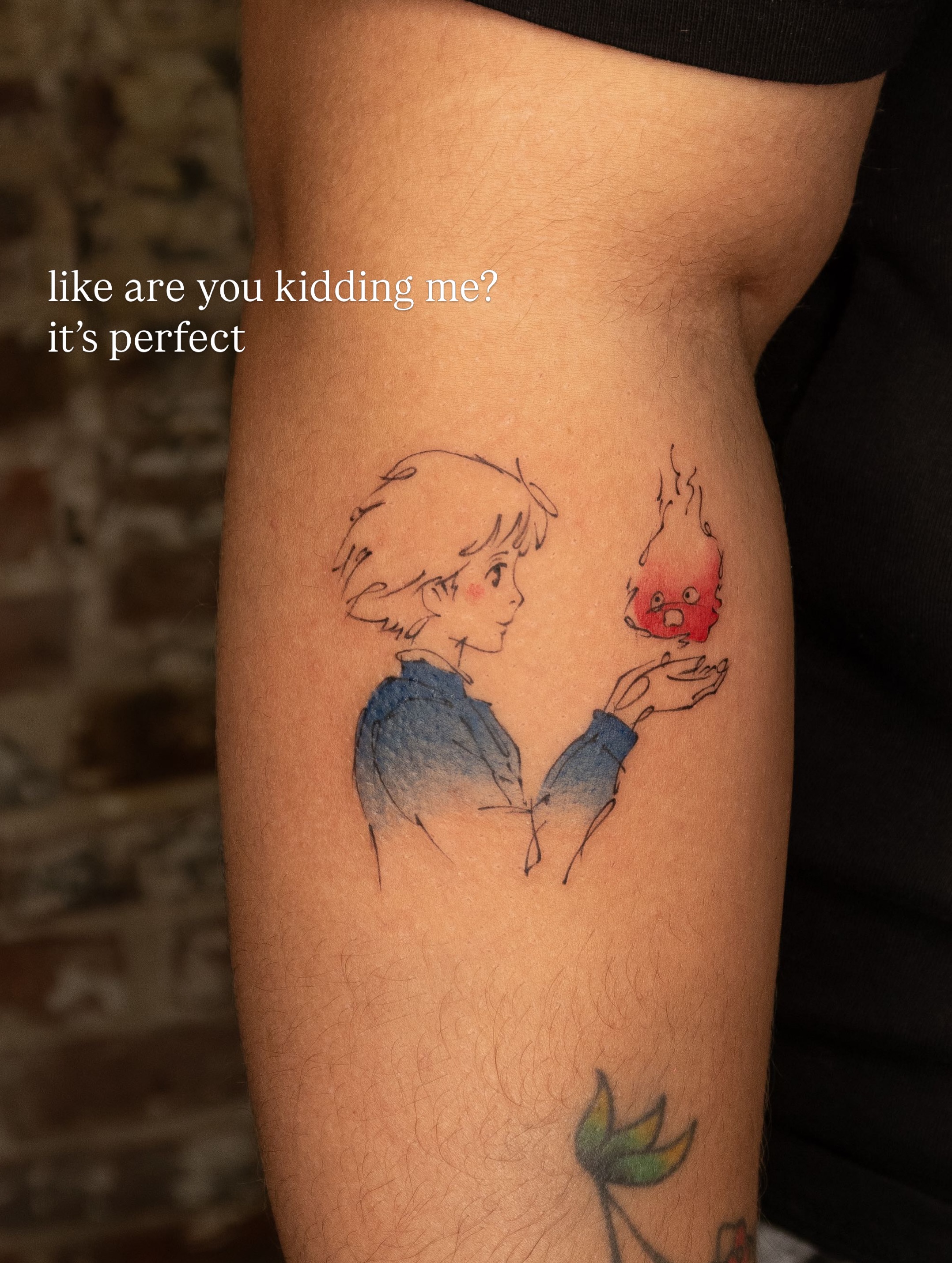 The little prince and fire watercolor tattoo on the forearm by justin