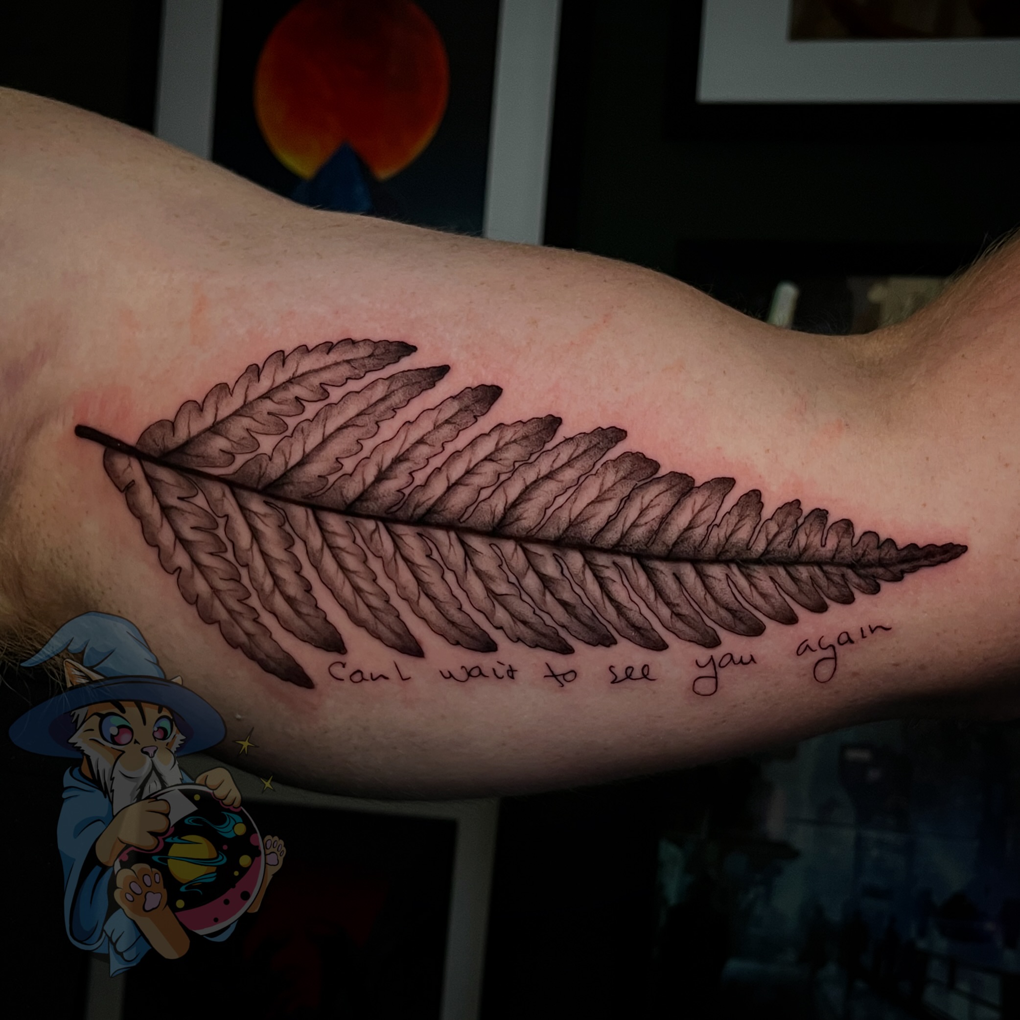 Fern leaf black and grey tattoo on the forearm by Jake, Salt Lake City, Utah