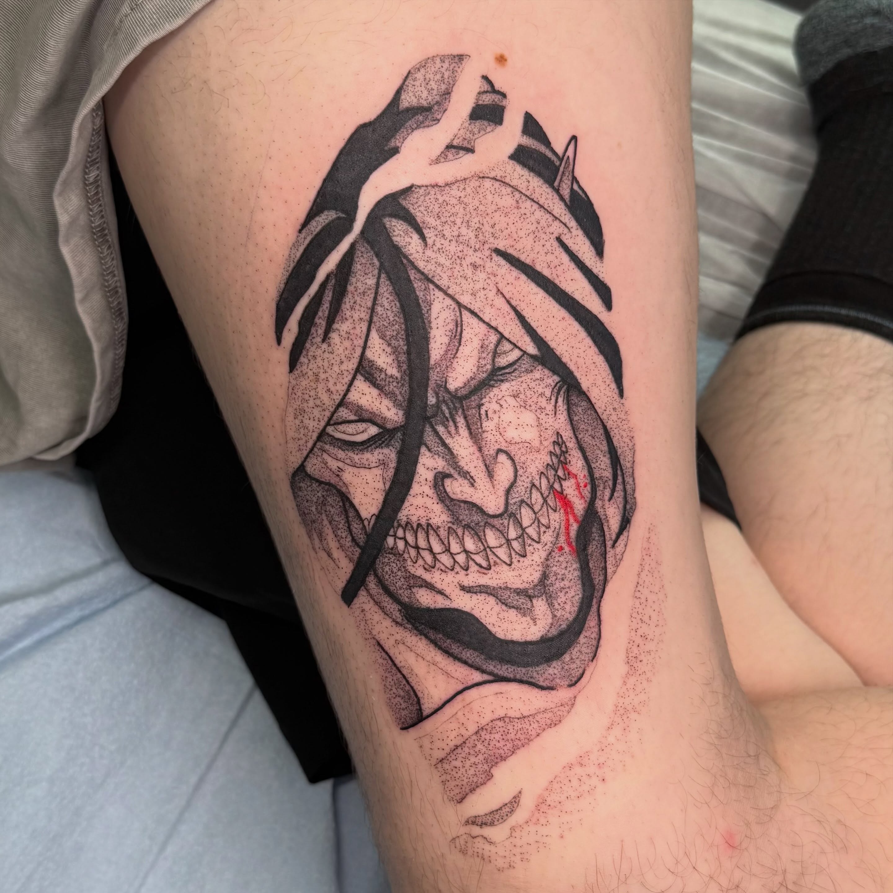 Tattoo by @manaxmike — dotwork, dark_realism