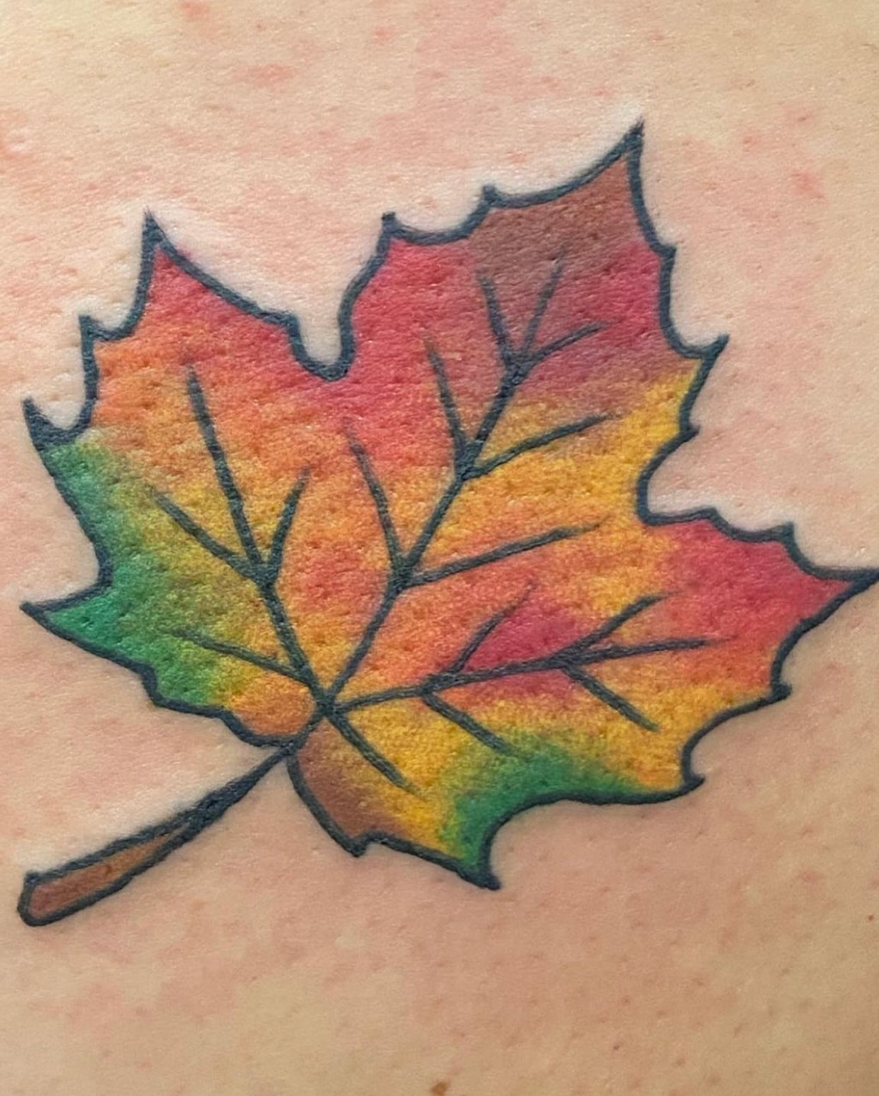 Fall leaf watercolor tattoo by Rob White