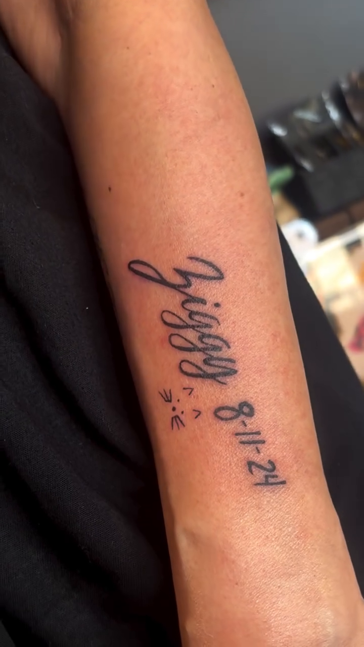 Tattoo by @nostalgiainks — lettering_script, fine_line