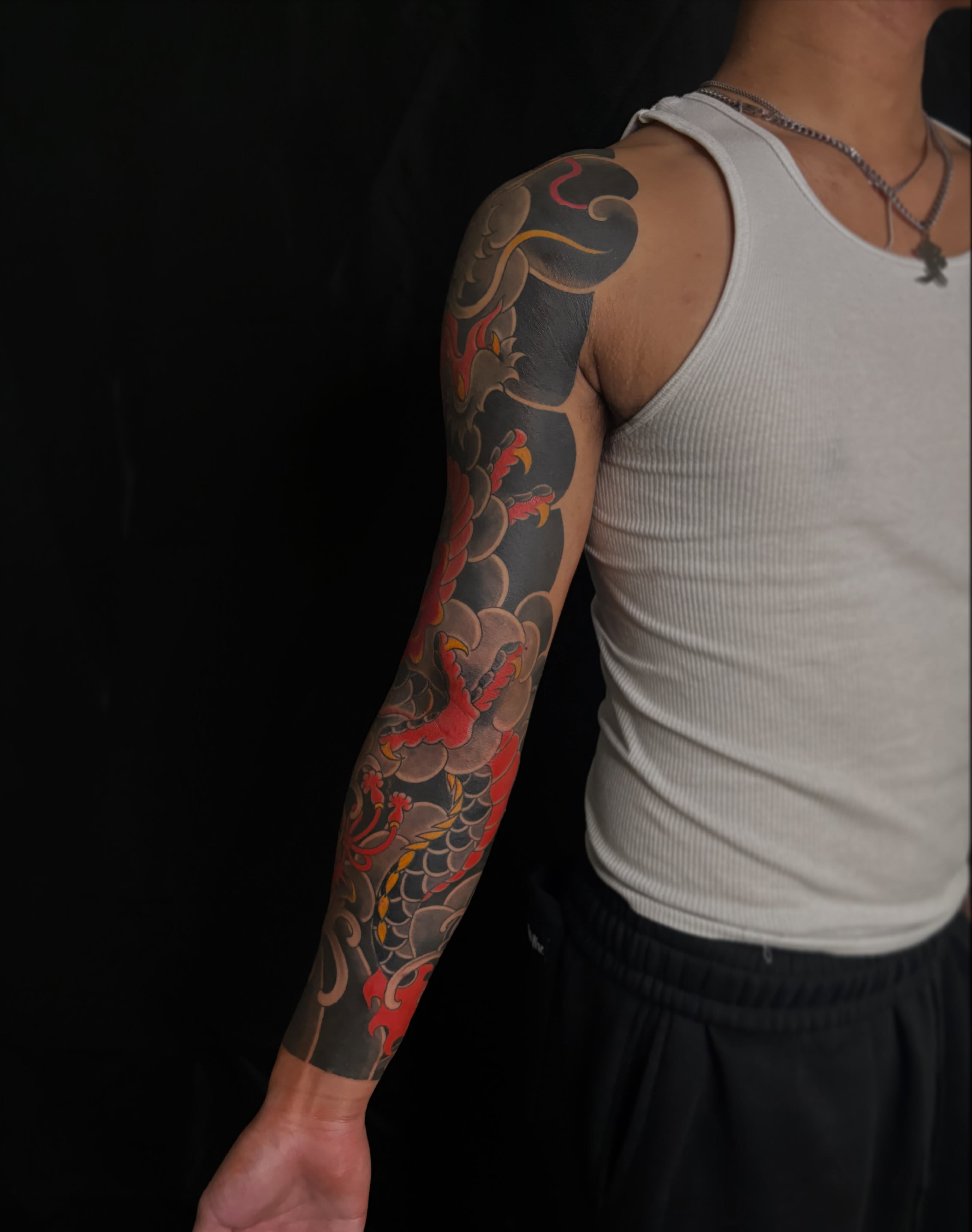 Dragon japanese irezumi tattoo on the upper arm by Zach Hendrickson