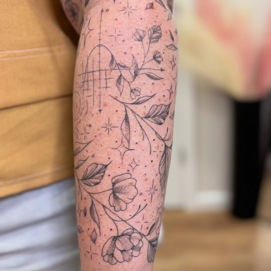 Tattoo by @athenaartistrytattoostudio — dotwork, black_and_grey