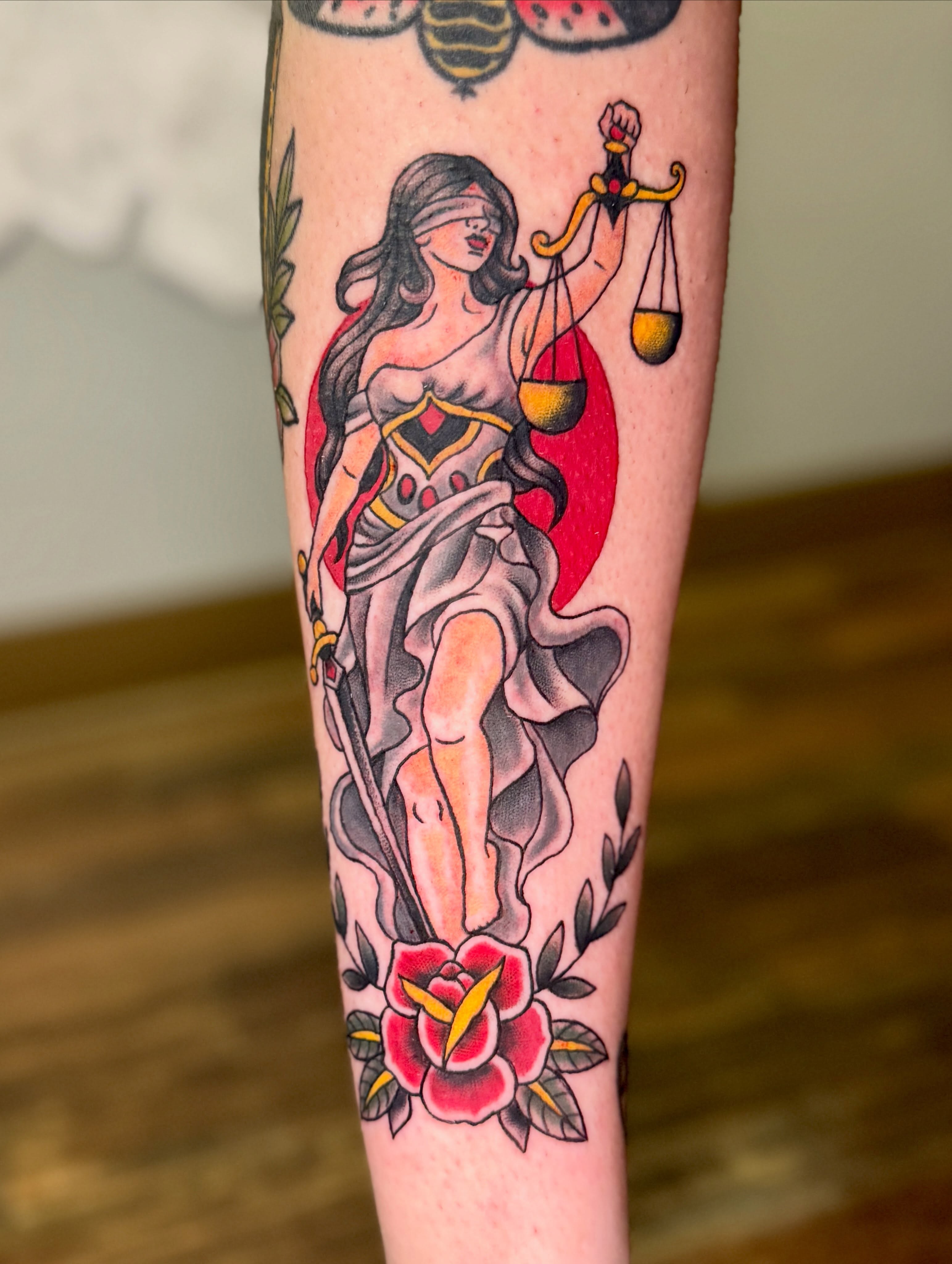 Lady Justice American traditional tattoo on the forearm by πβ¨ππ₯π’π©ππΆ β¨π