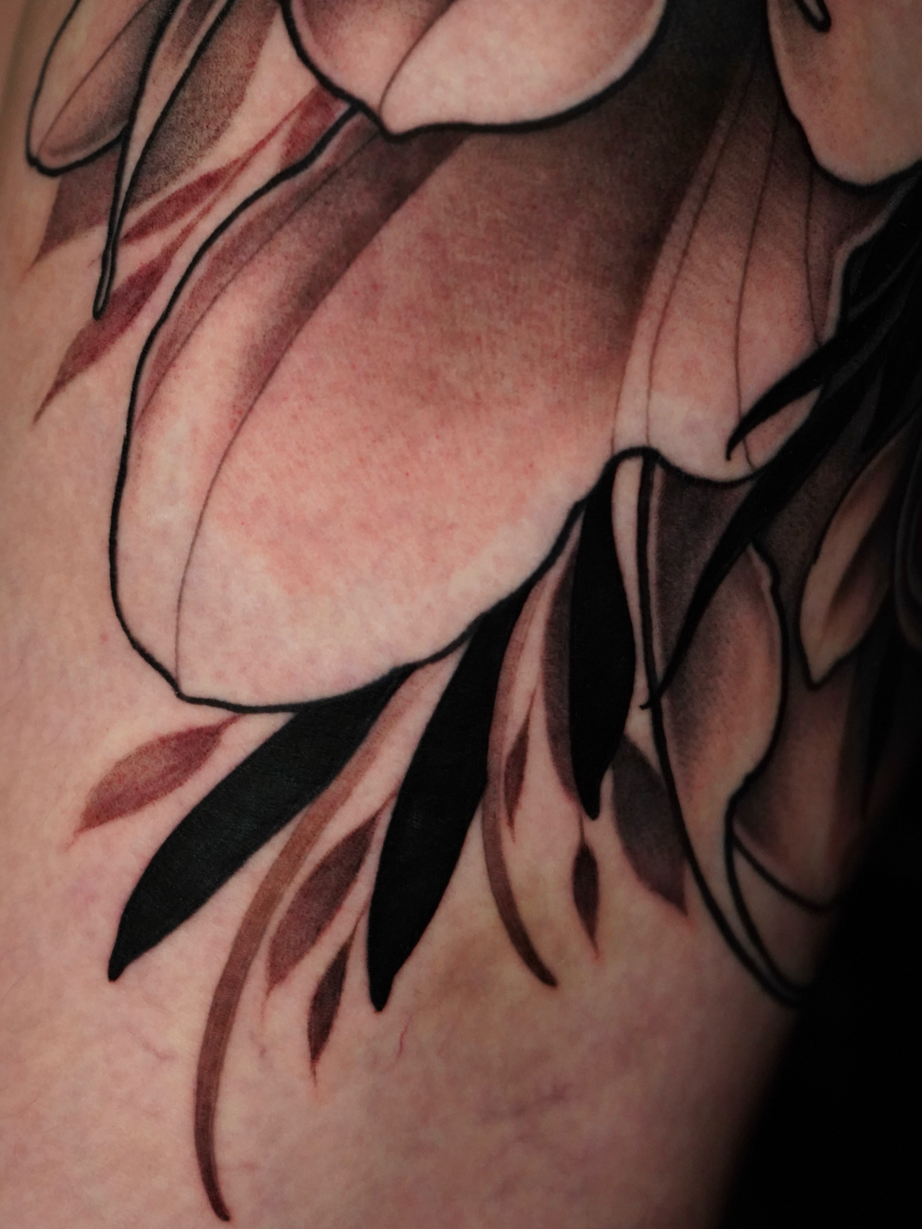 Flower realism tattoo on the shoulder by Haley Corinne