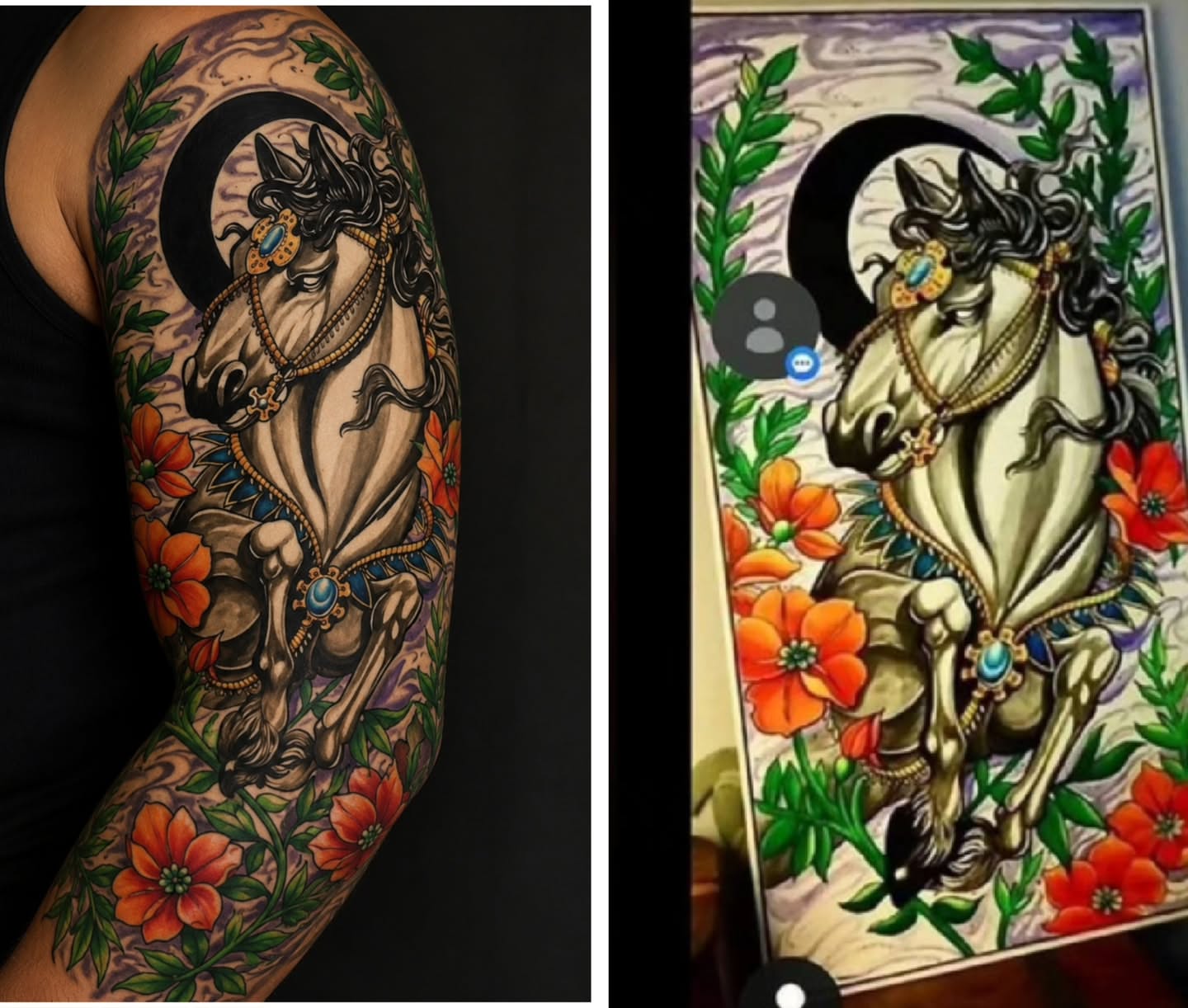 Galloping horse American traditional tattoo on the forearm by Shane Watkins