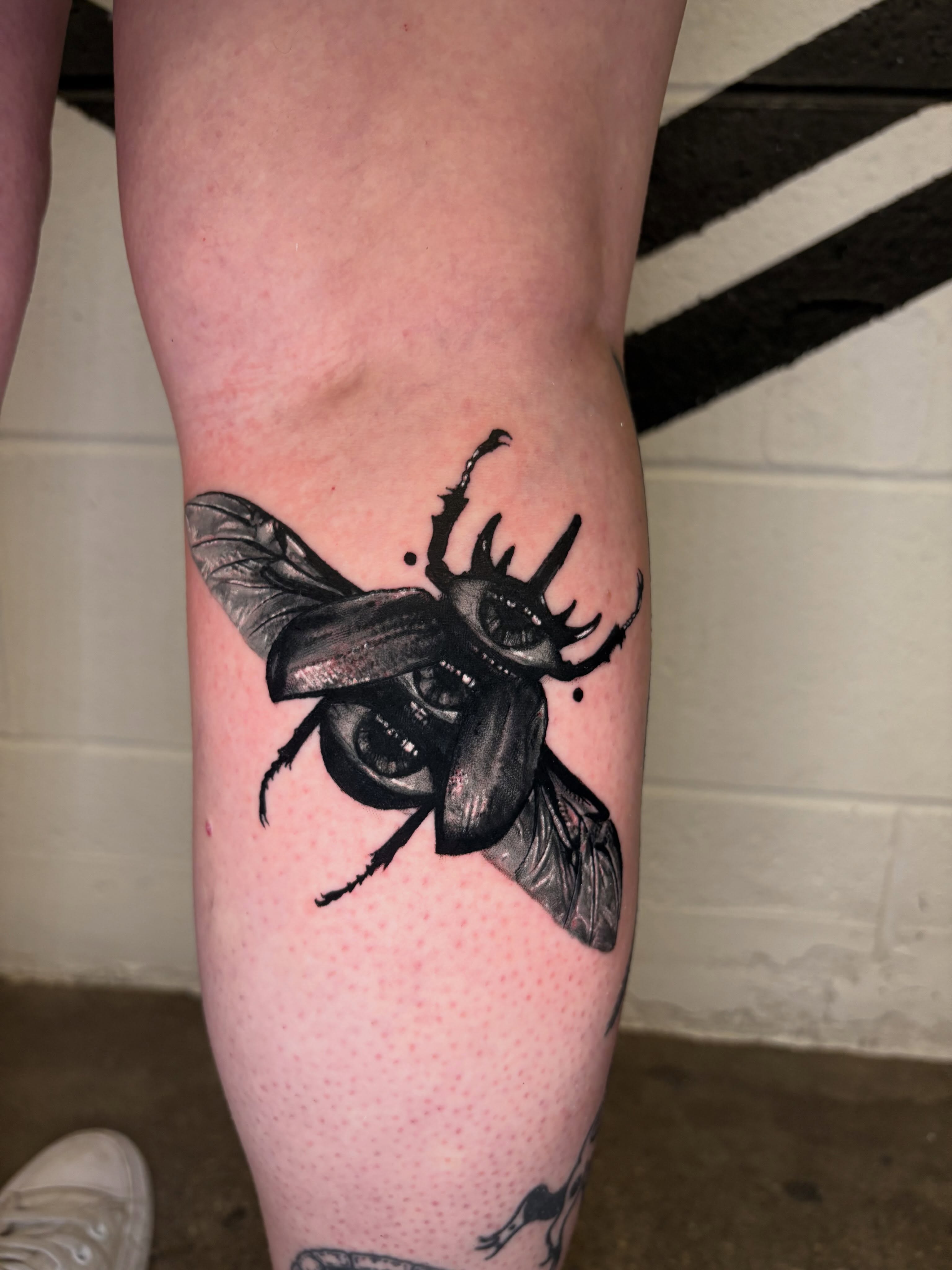 Insect dotwork tattoo on the forearm by @lil_stinker_5000, Portland, Oregon