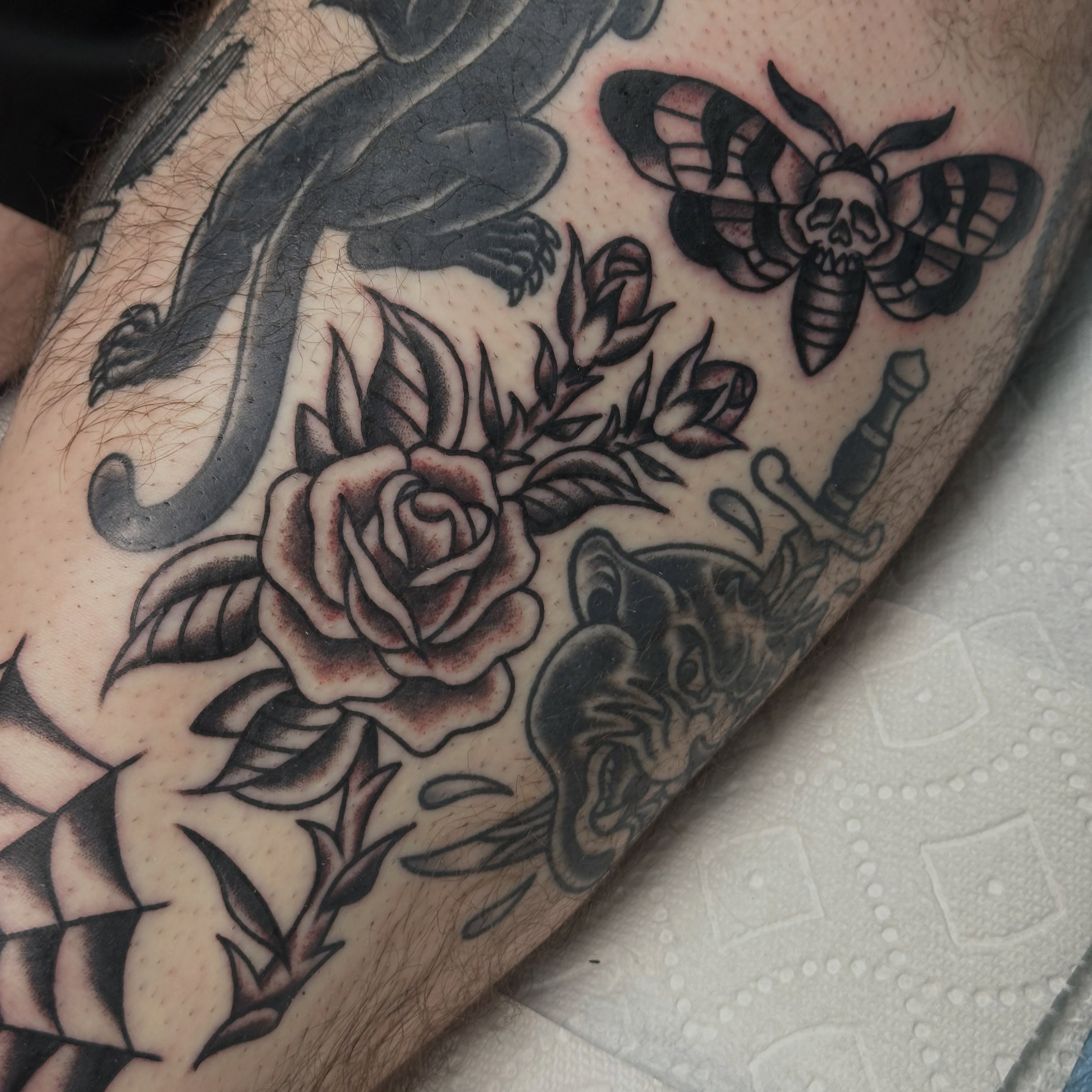 Tattoo by @tattoosbykenzielee β american_traditional, black_and_grey