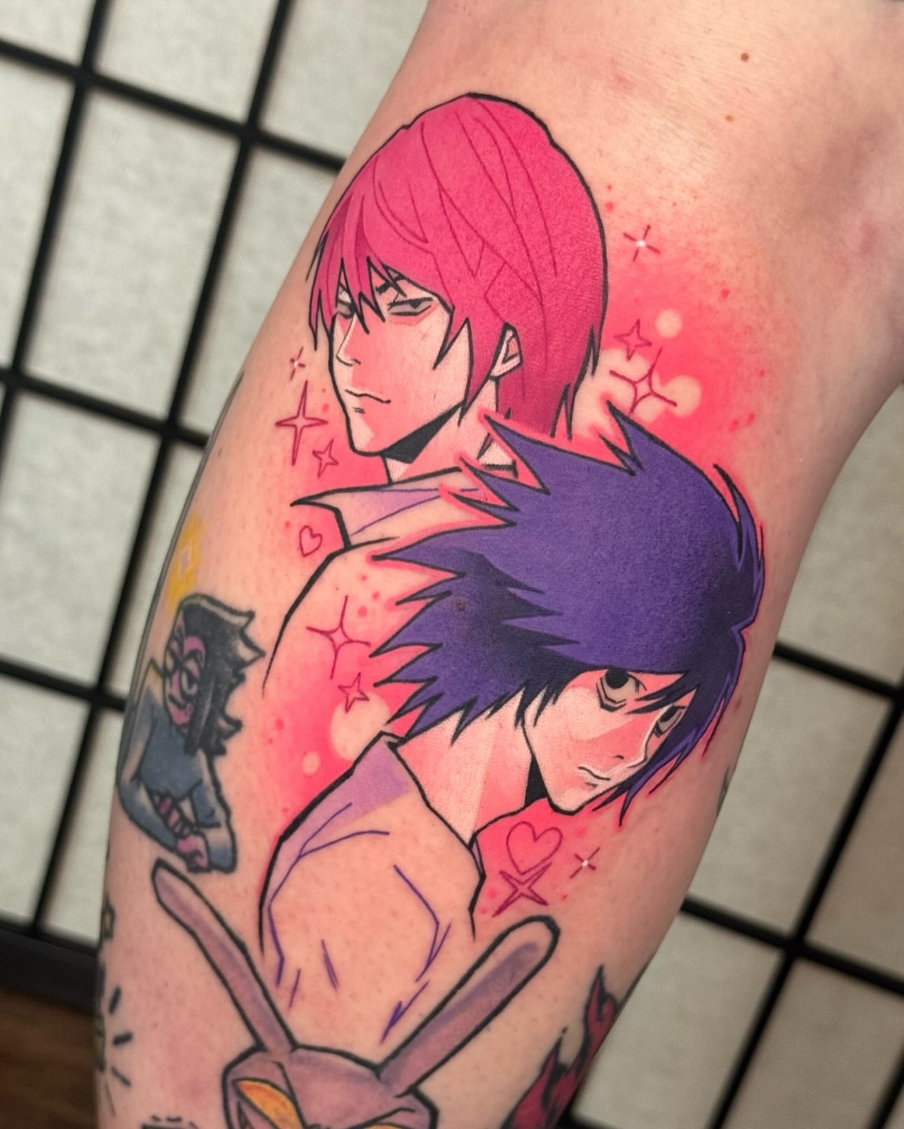 Anime characters anime tattoo on the forearm by Taylor Nicoll Chunn