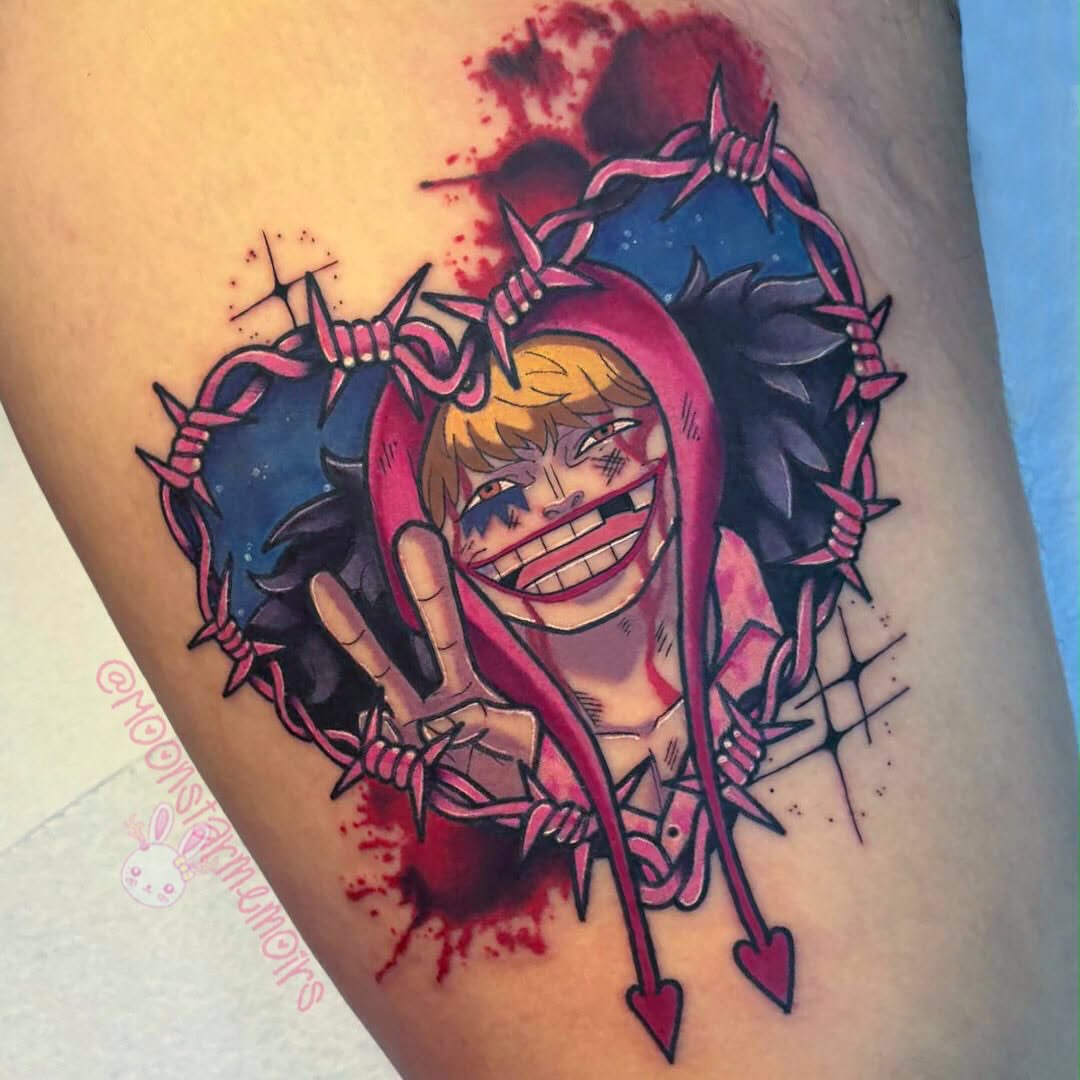 Anime character anime tattoo on the thigh by 𝓑𝓾𝓷𝓷𝔂 𝓓. 𝓥𝓪𝓷𝓒𝓸𝓮𝓿𝓮𝓻𝓲𝓷𝓰