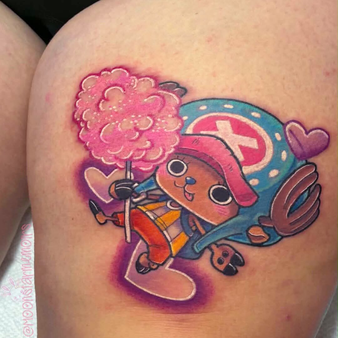 Anime character anime tattoo on the thigh by 𝓑𝓾𝓷𝓷𝔂 𝓓. 𝓥𝓪𝓷𝓒𝓸𝓮𝓿𝓮𝓻𝓲𝓷𝓰