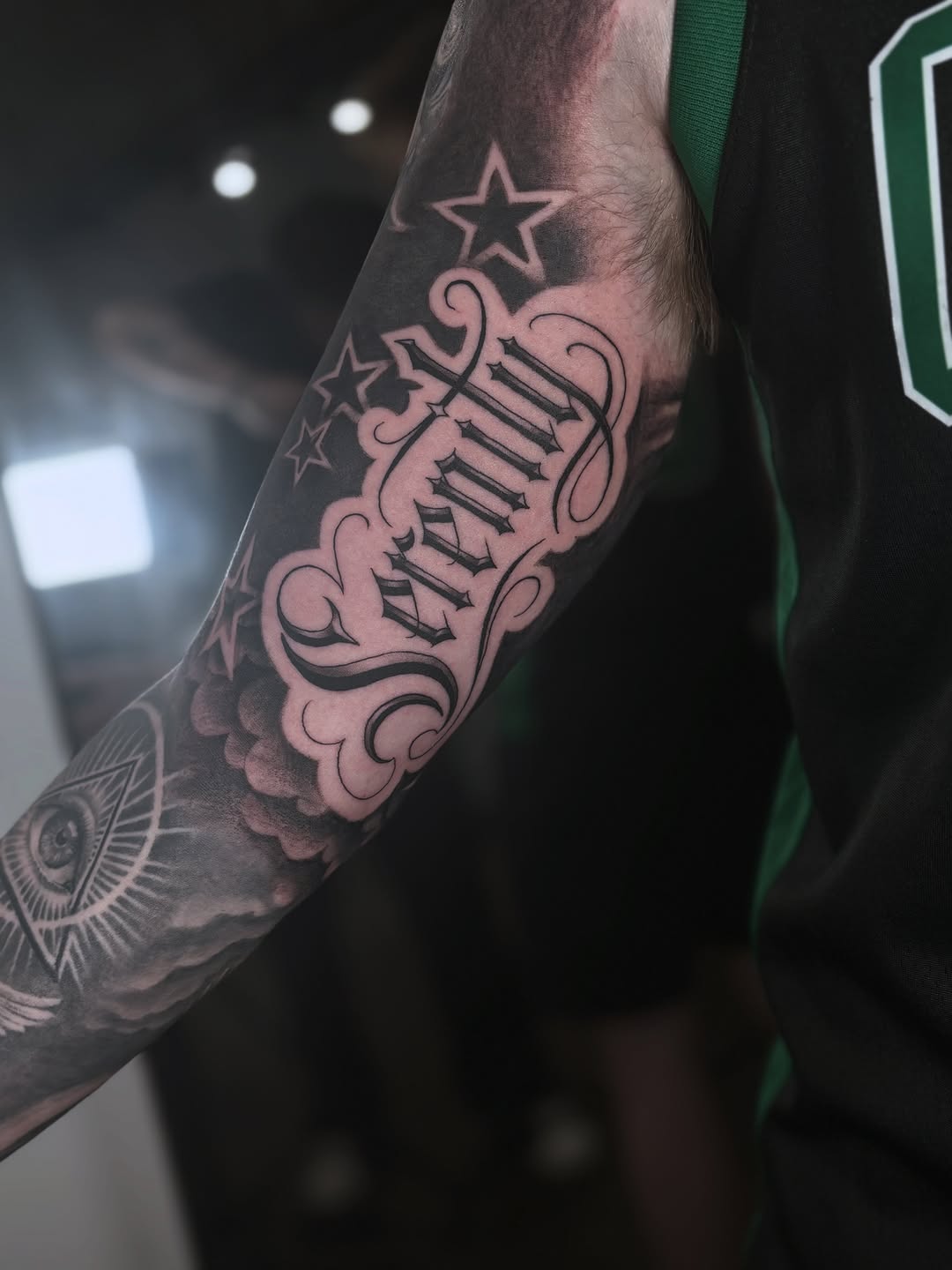Tattoo by @mitchelkelftattoo — lettering_script, blackwork