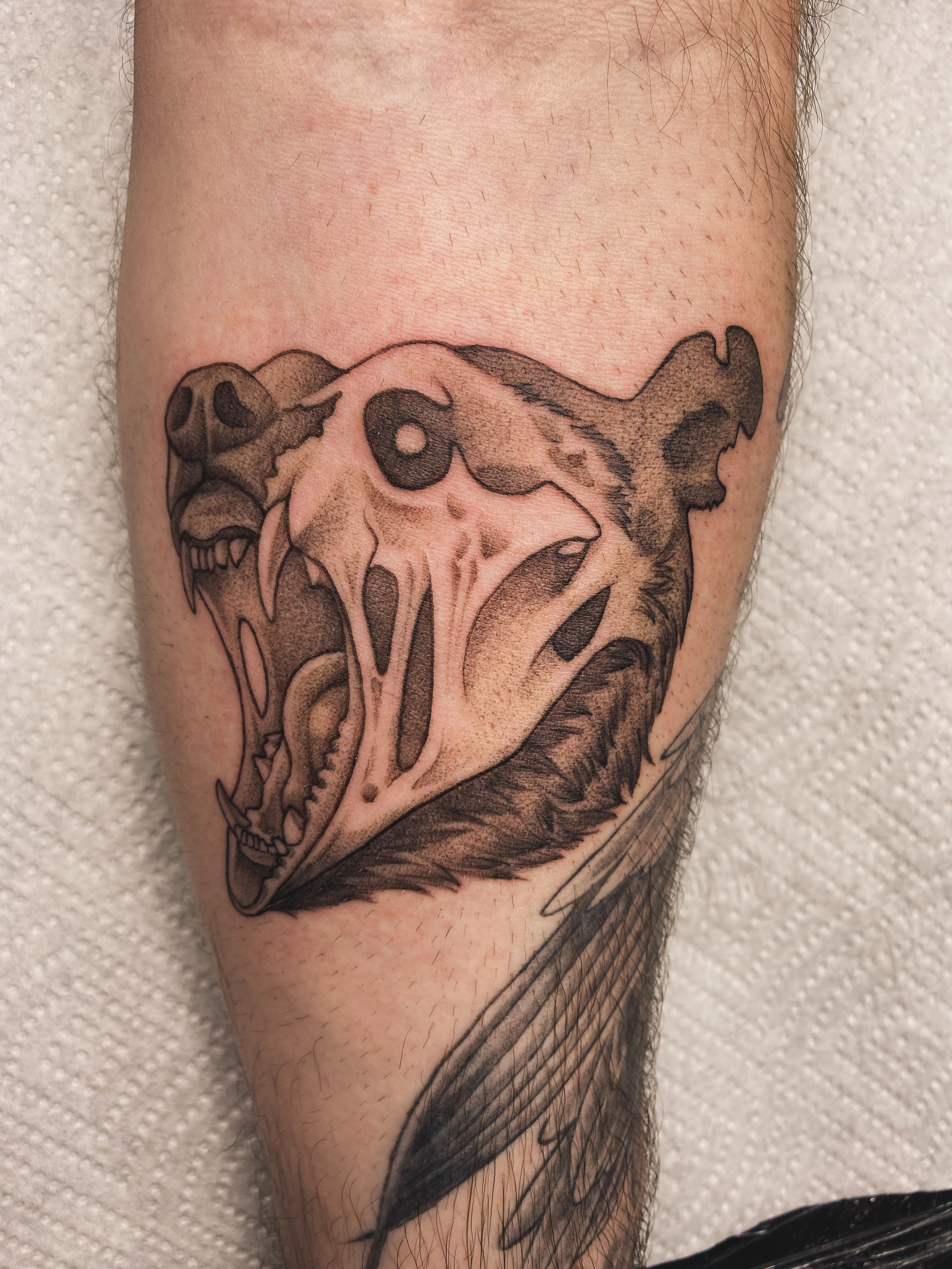 Tattoo by @krookedtattoos — black_and_grey