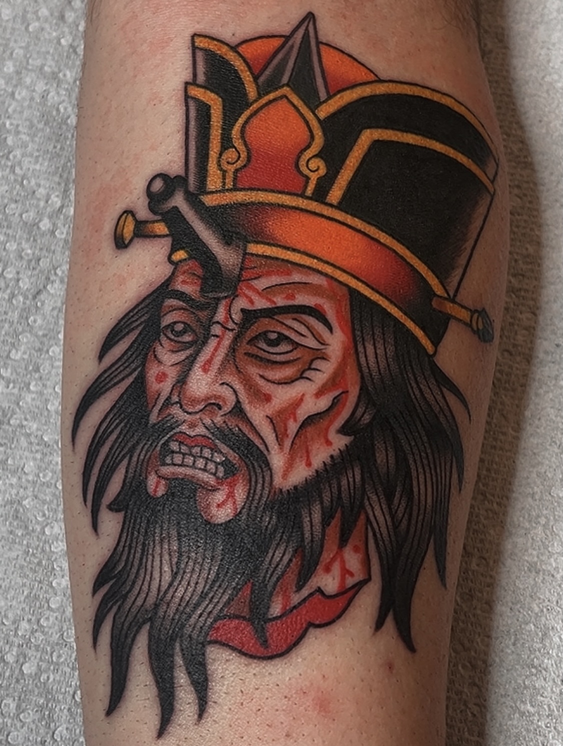 Ancient warrior American traditional tattoo on the forearm by Las Vegas Tattoo Artist