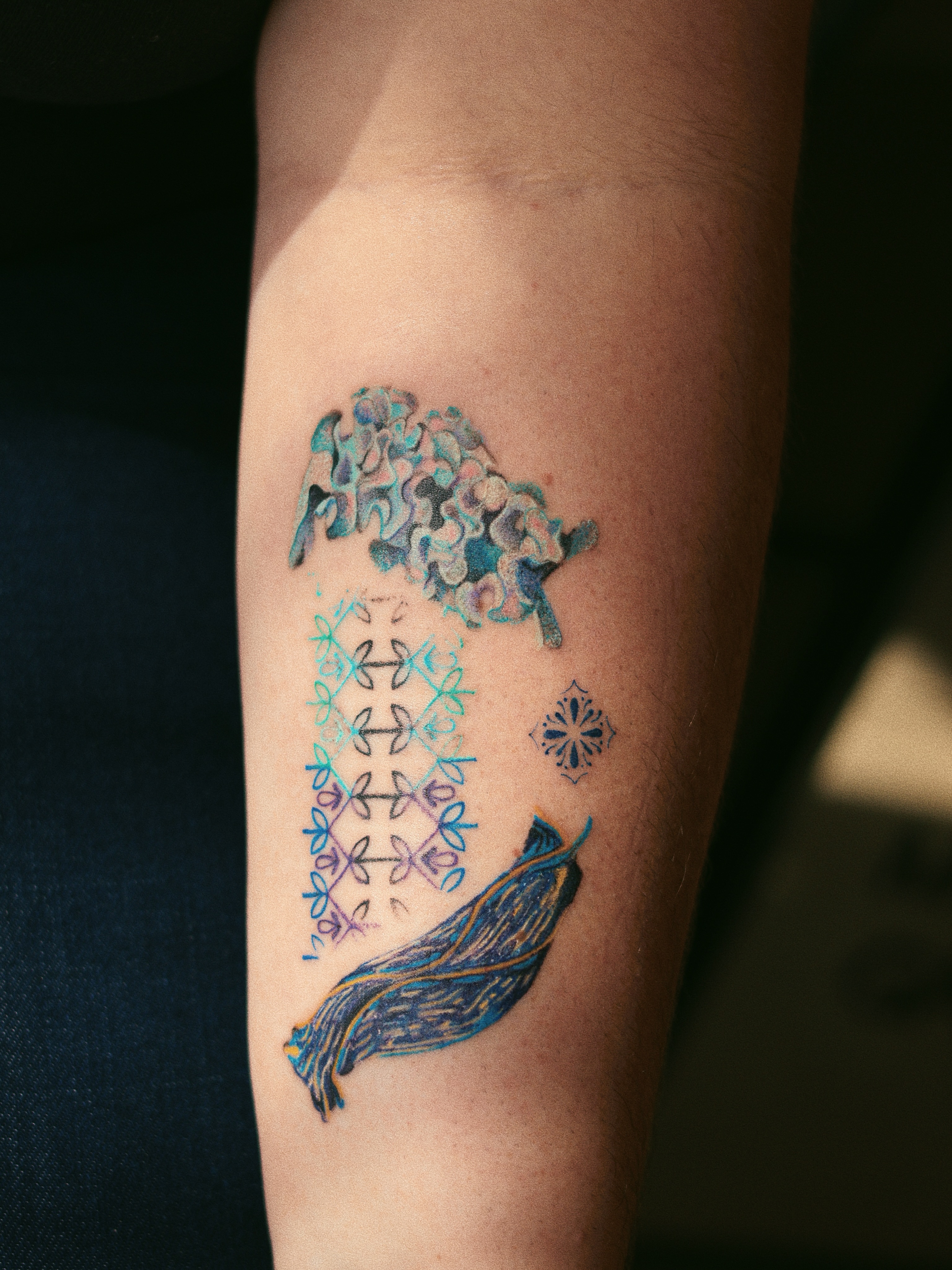 Tattoo by @miikasche — watercolor, geometric