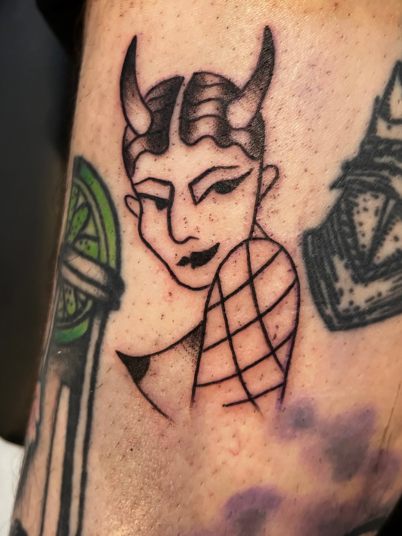 Geometric figure geometric tattoo on the forearm by Wes Rose-Moon