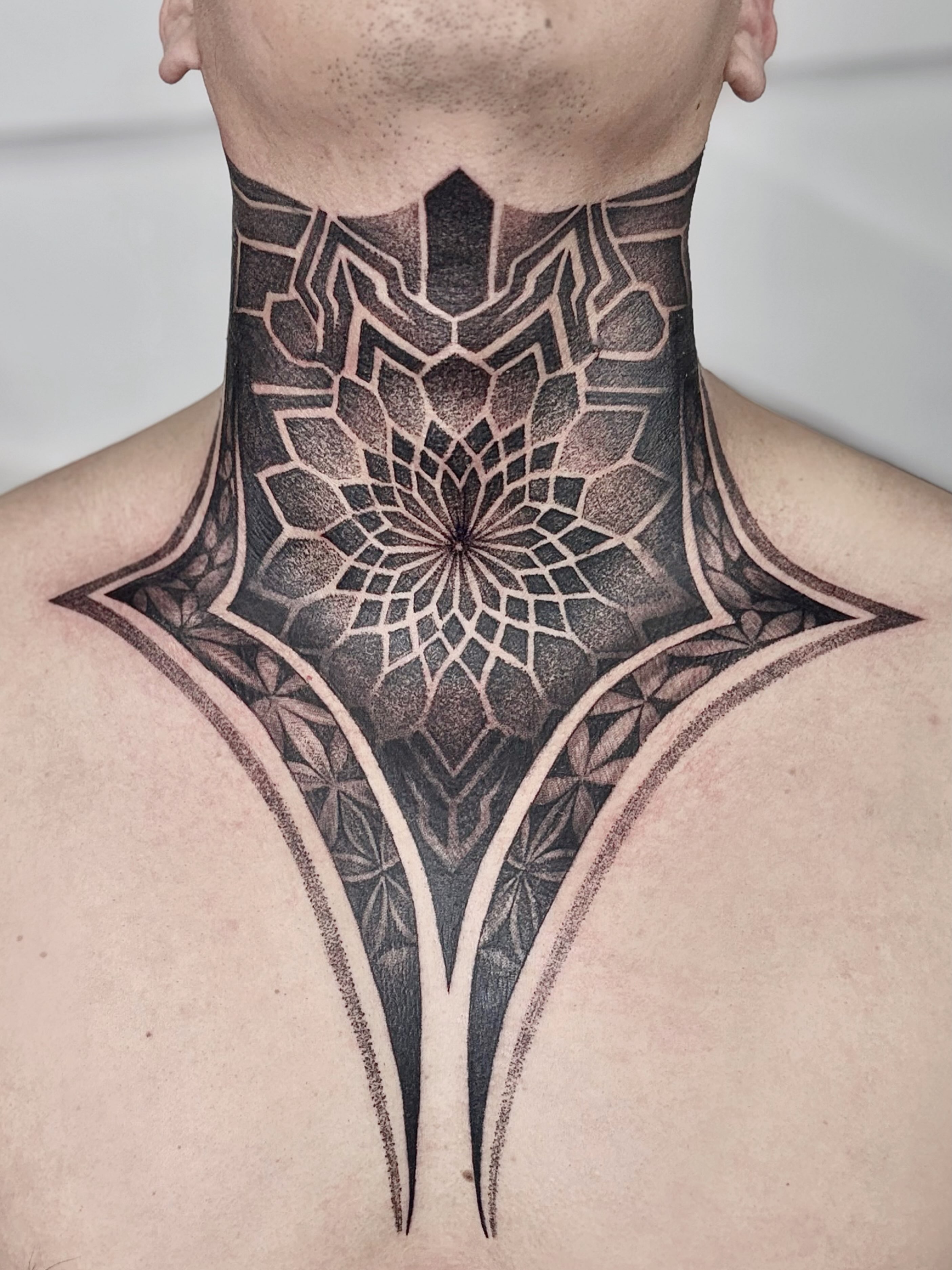 Geometric mandala geometric tattoo on the neck by ๐๐๐๐ ๐๐๐๐๐๐ ๐๐๐๐๐