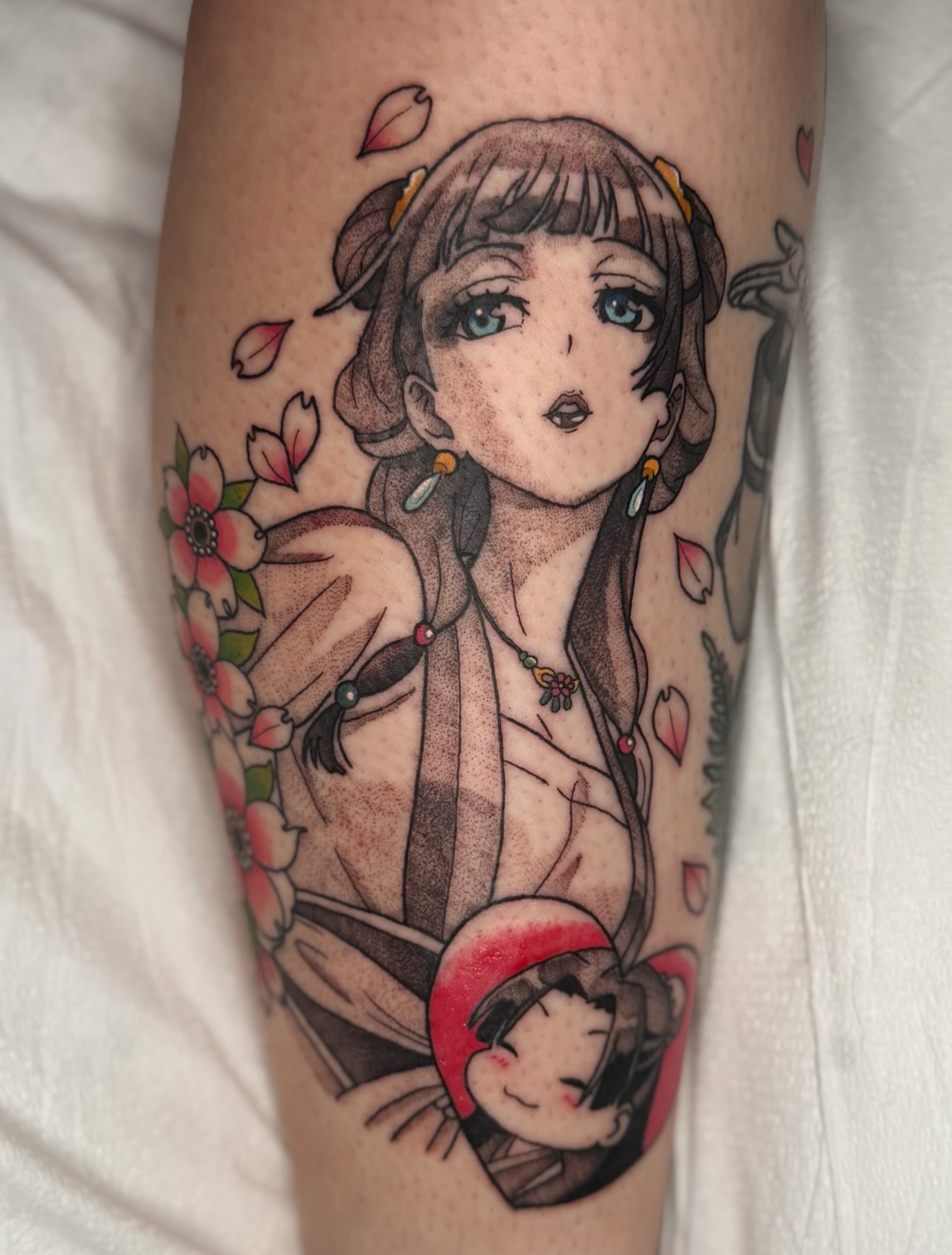 Anime girl anime tattoo on the forearm by Brandi 🕷, Mentor, Ohio