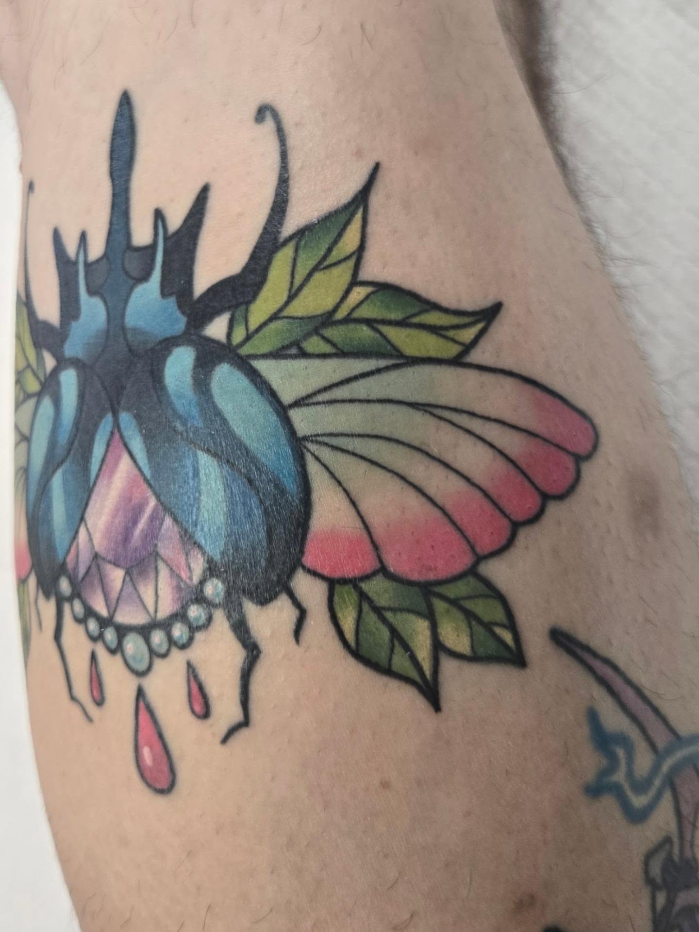 Butterfly American traditional tattoo on the forearm by Kylie