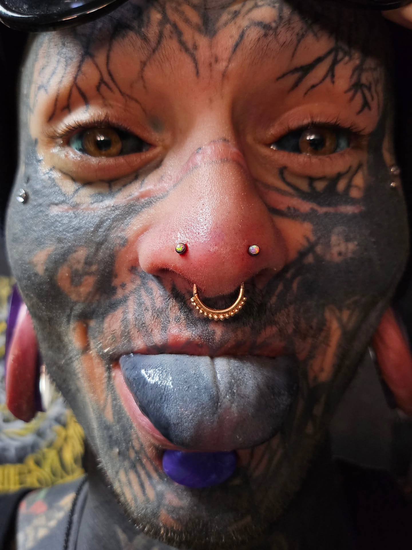 Face black and grey tattoo by DFW