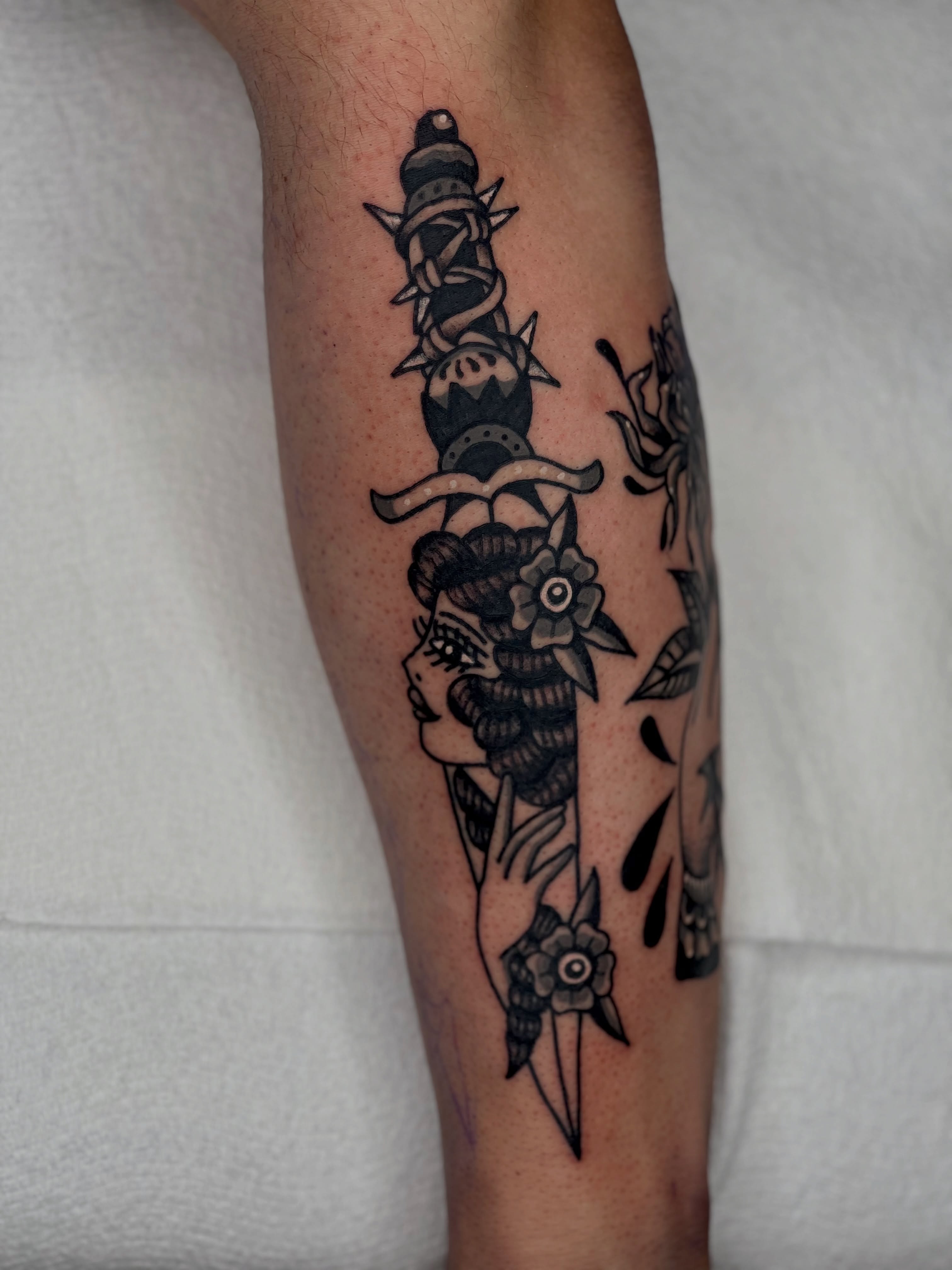 Tattoo by @duraotattoos — american_traditional, black_and_grey