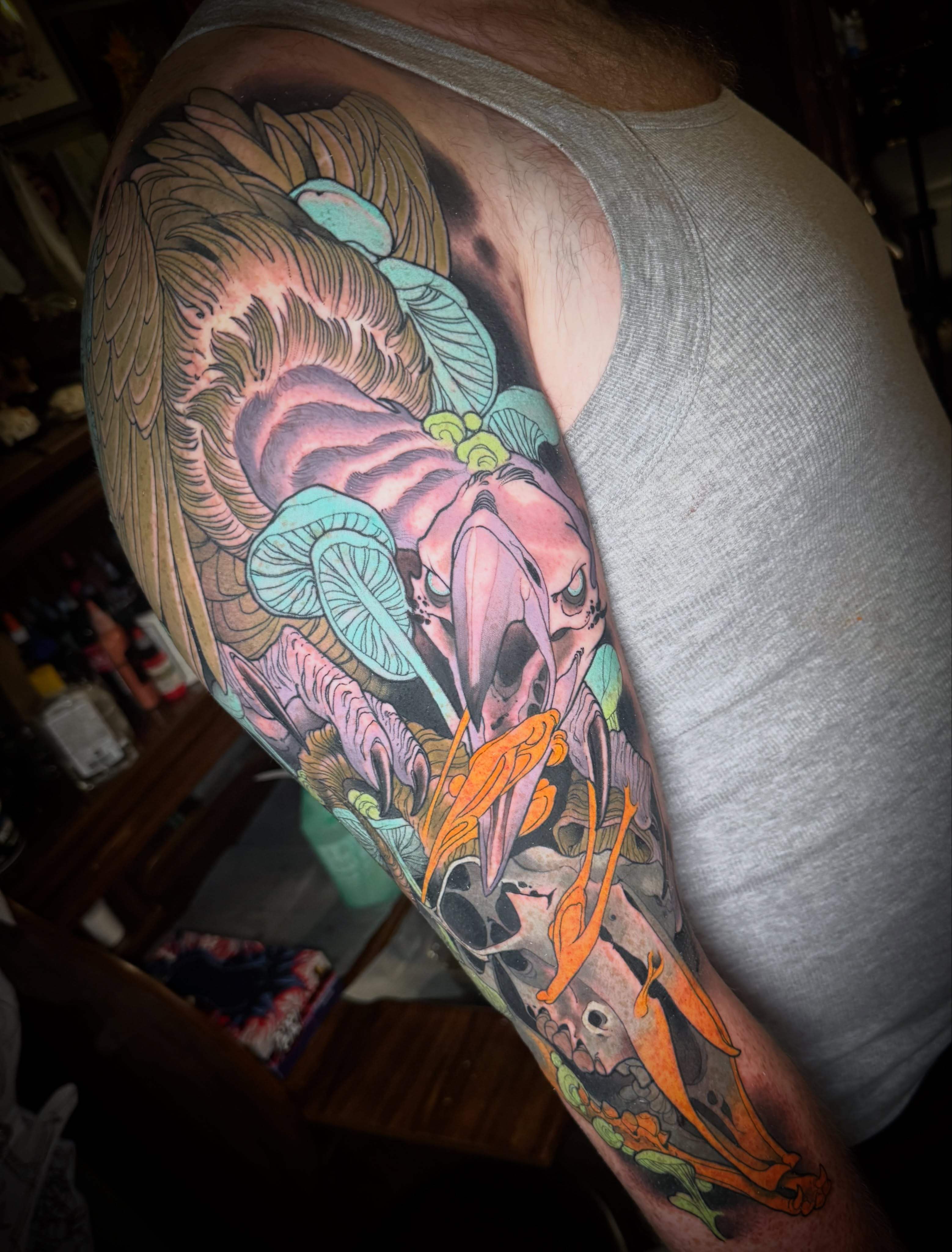 Tattoo by @sacred_crow — realism, dotwork