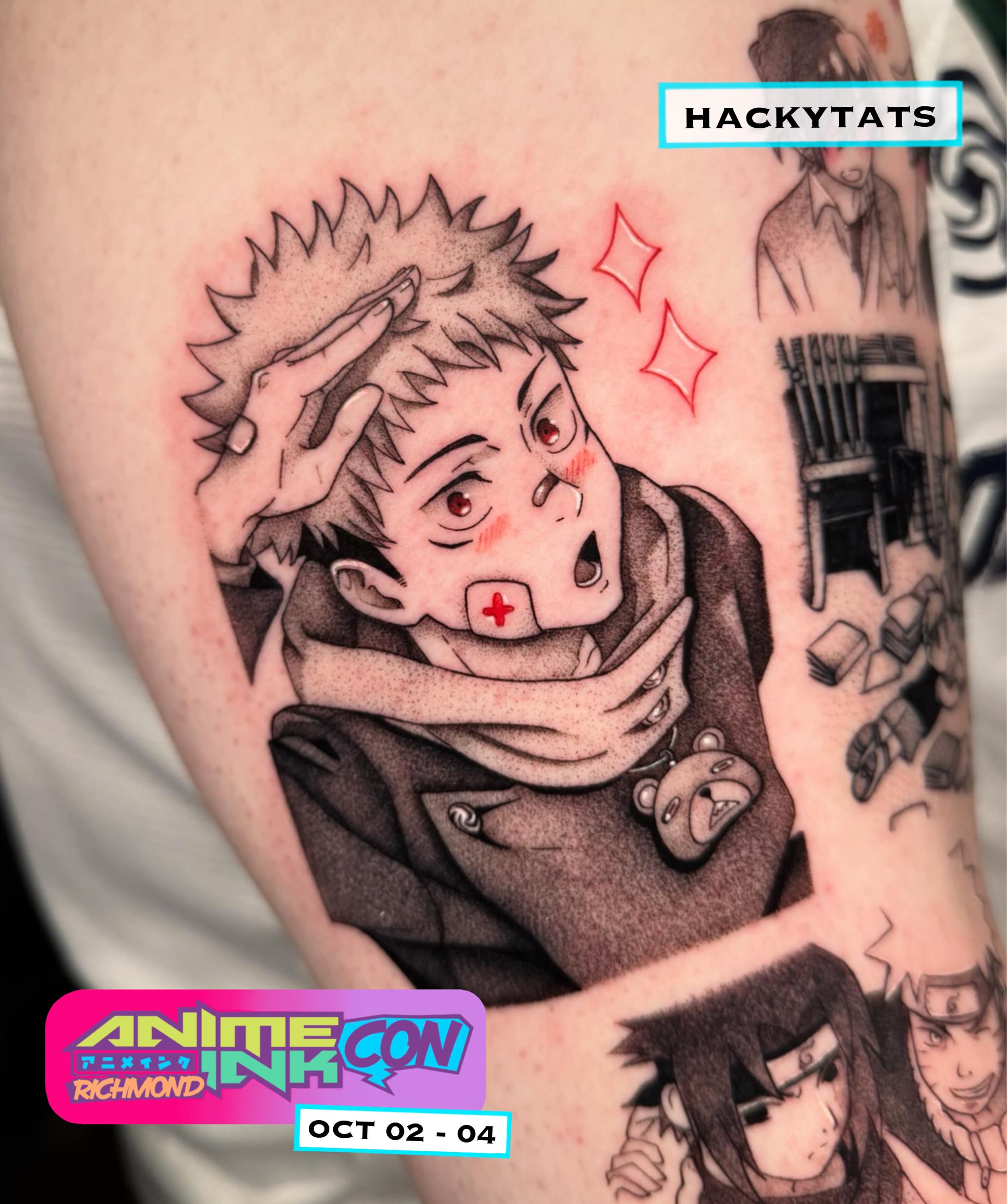 Anime character anime tattoo on the forearm by kelsey hackett