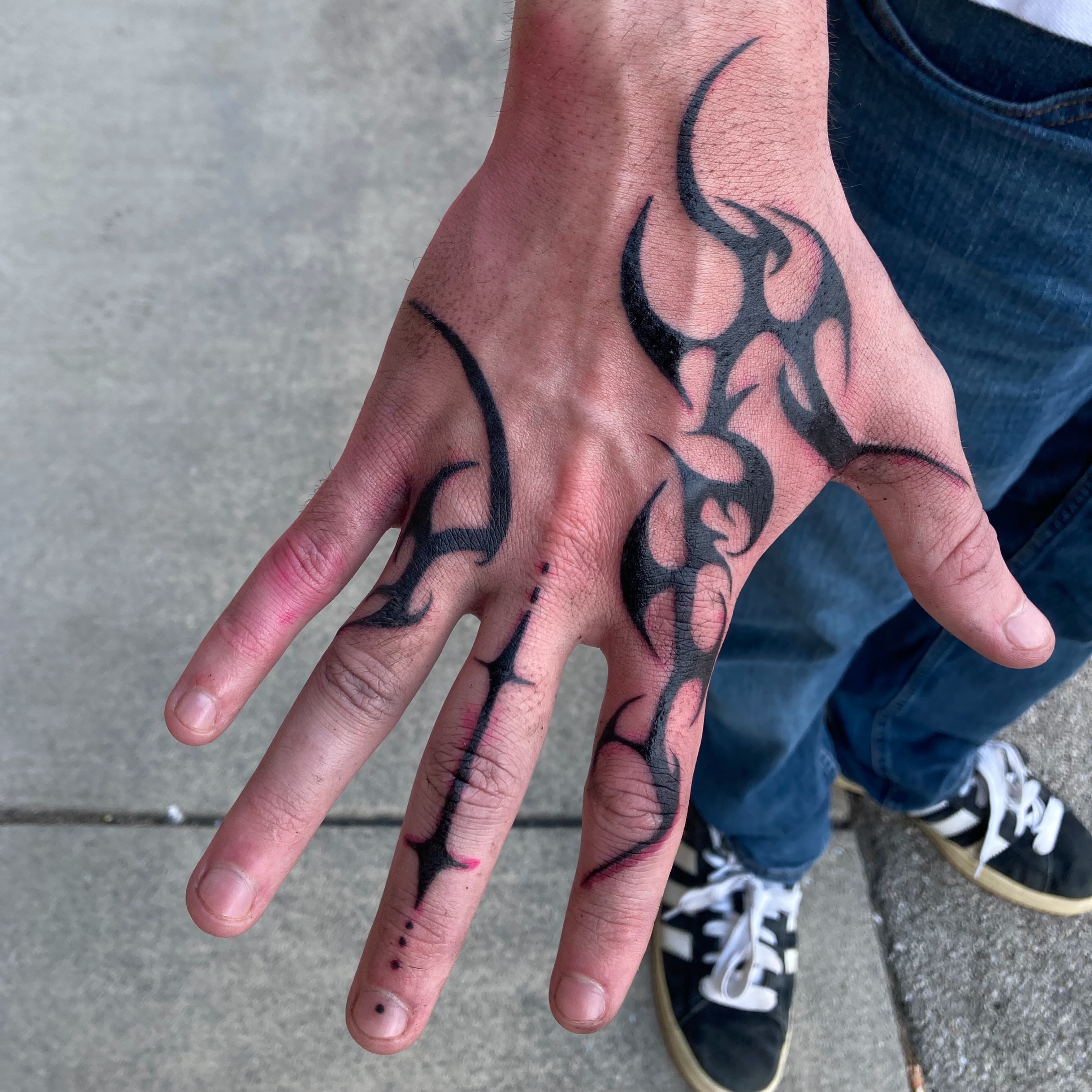 Tribal design tribal tattoo on the hand by Eathan Hale-(East TN) Newschool Tattoo Artist
