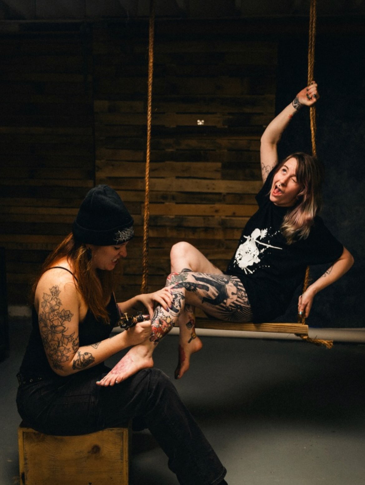 Leg tattoo American traditional tattoo on the leg by Lauryn Dunkle
