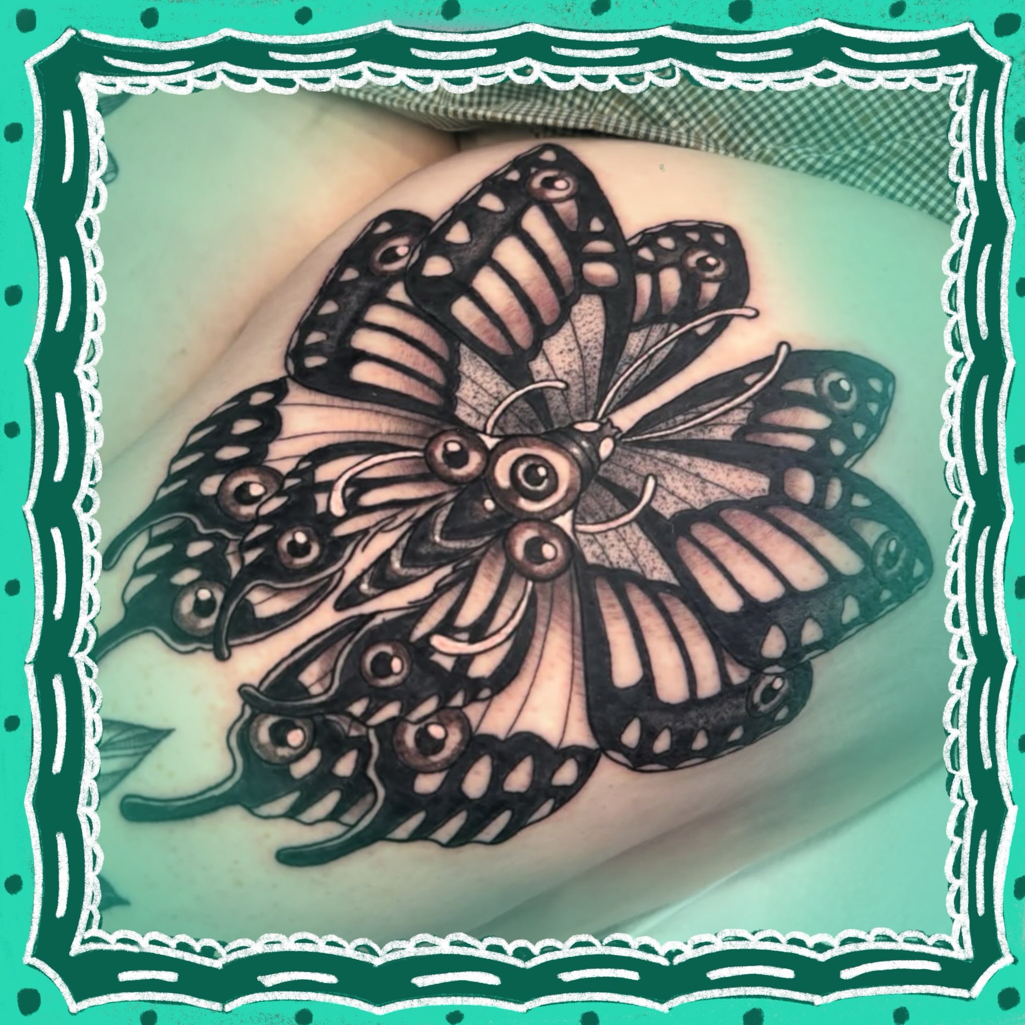 Butterfly black and grey tattoo on the forearm by ✨REiD✨