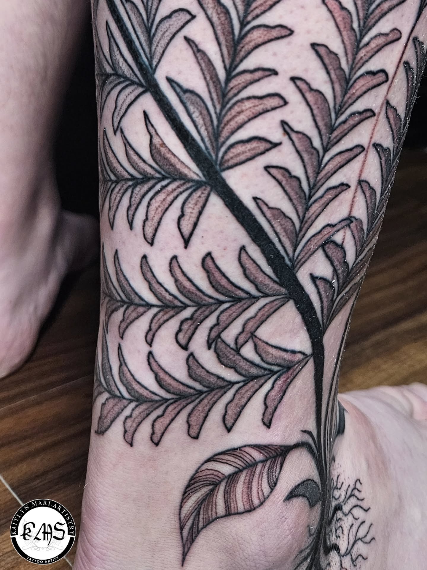 Fern black and grey tattoo on the forearm by Kaitlyn Marianna Skewes 🌙 Illustrative