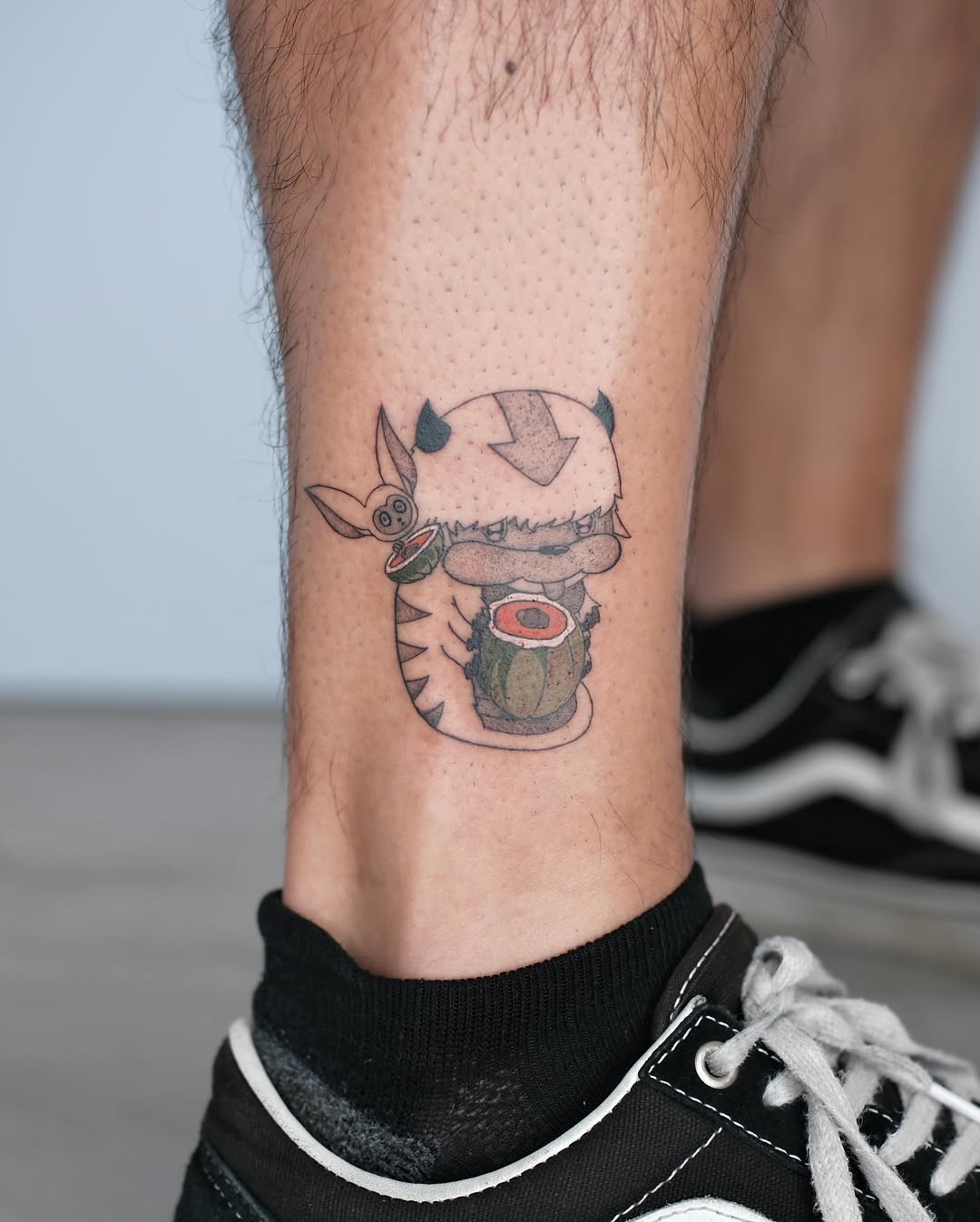 Tattoo by @tats_nina — dotwork, anime