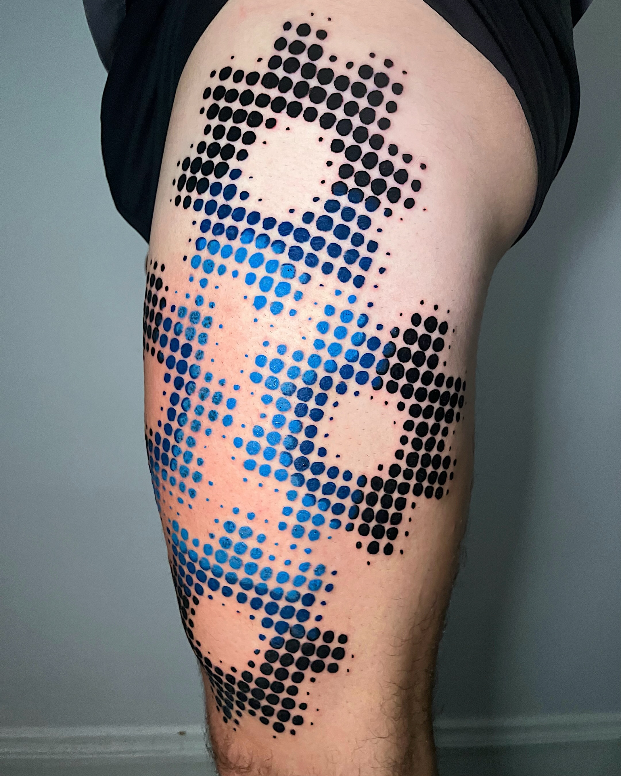 Dotwork pattern dotwork tattoo on the thigh by Azucena