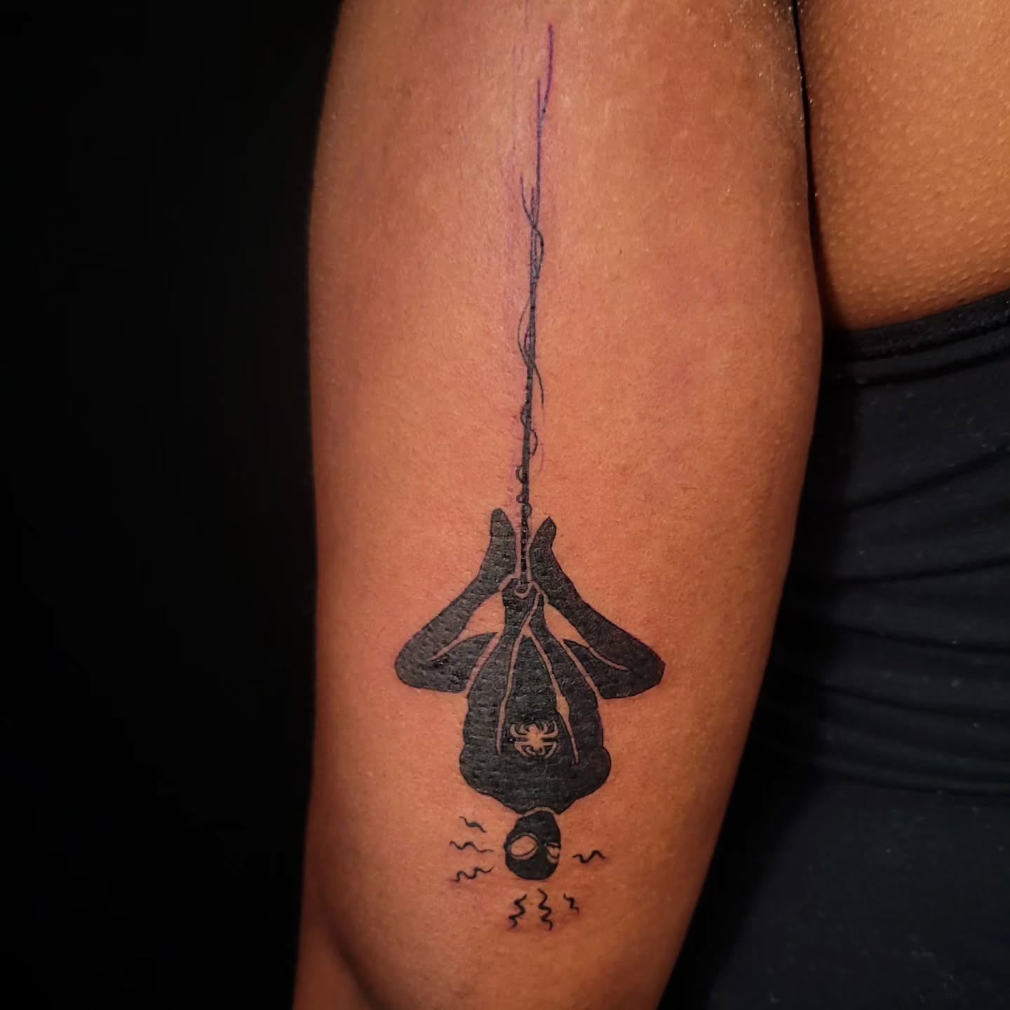Spider black and grey tattoo on the forearm by Sarah Alba