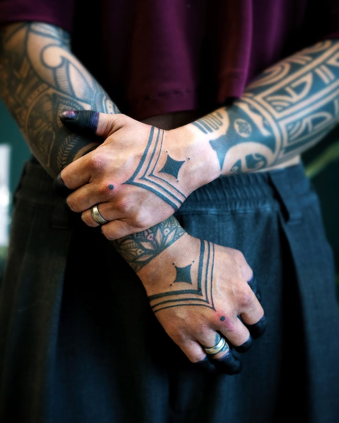 Tribal pattern tribal tattoo on the upper arm by 思Stacy