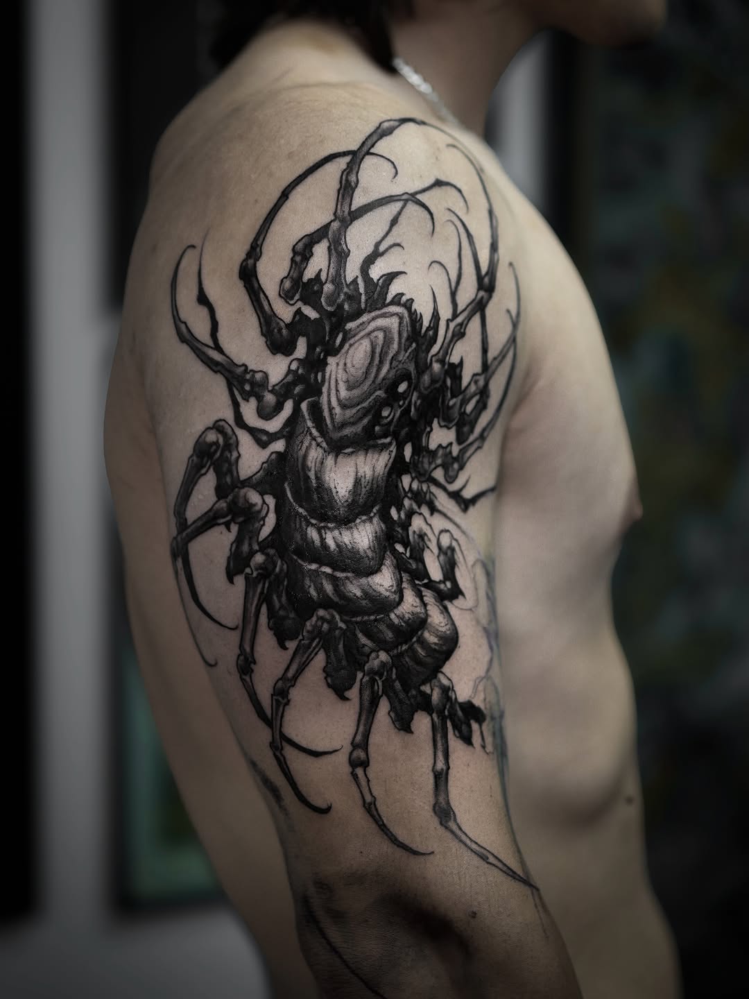 Tattoo by @crawlspace_tattoo — dark_realism, blackwork