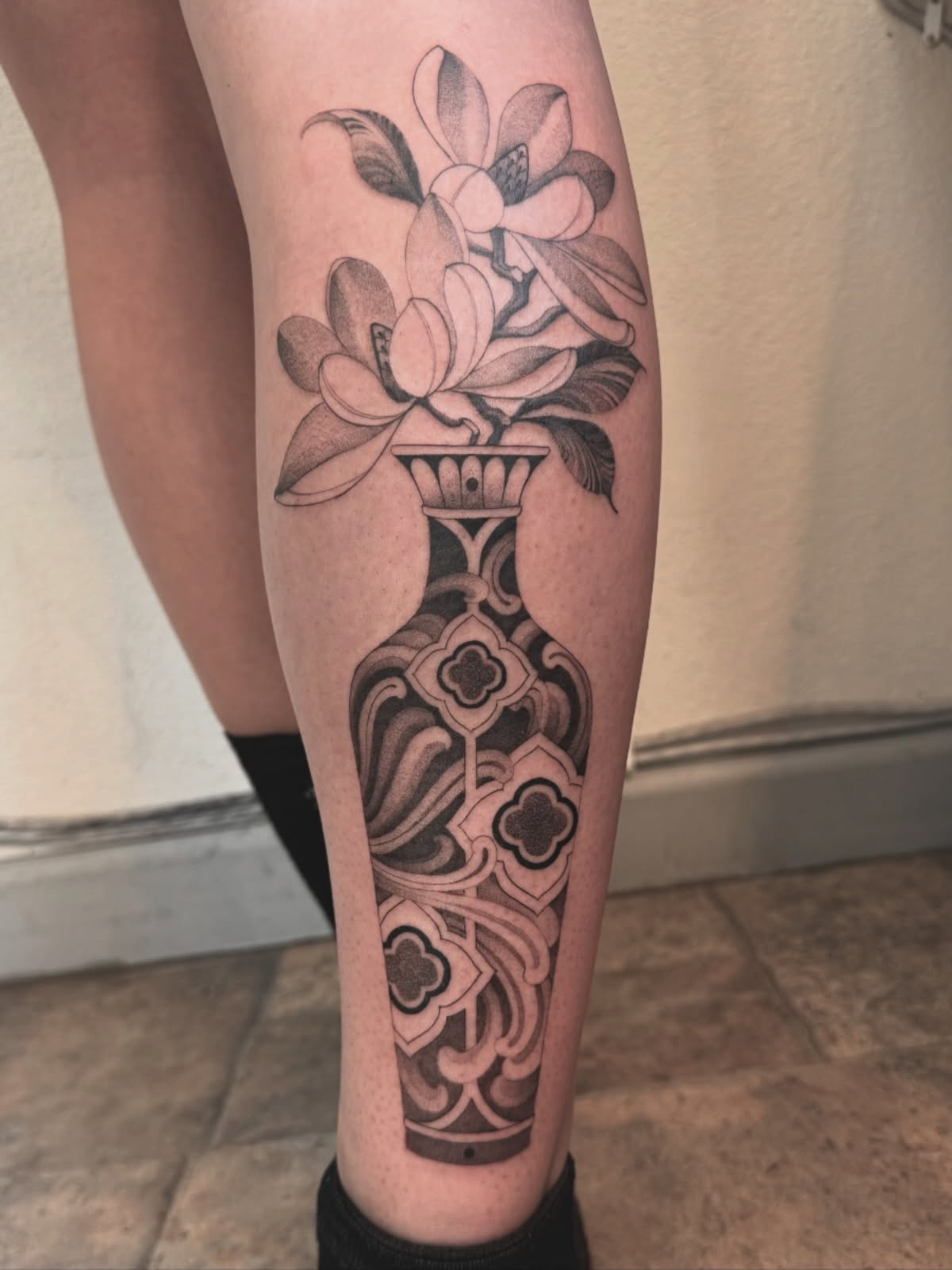 Tattoo by @blacklambx — black_and_grey