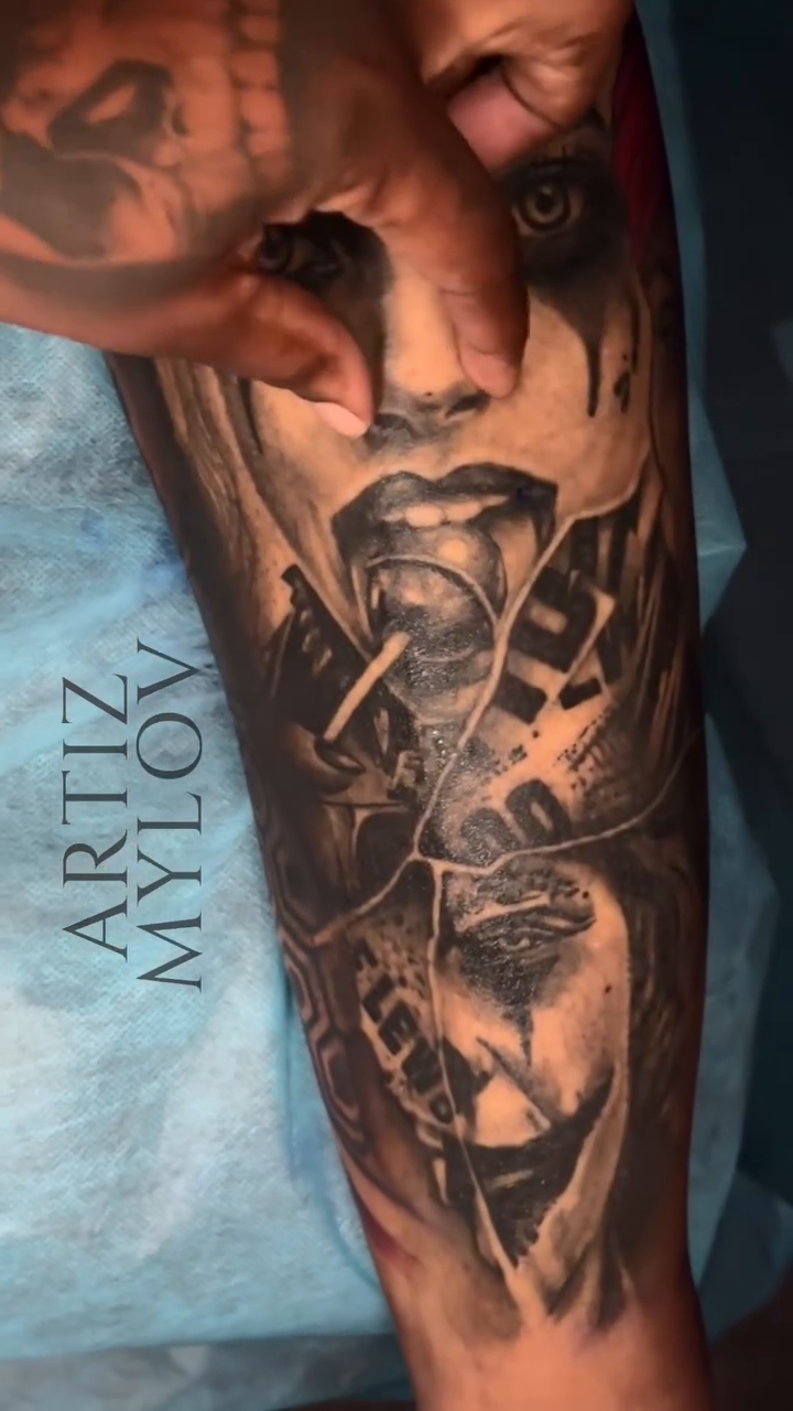 Tattoo by @artizmylov — dark_realism, black_and_grey