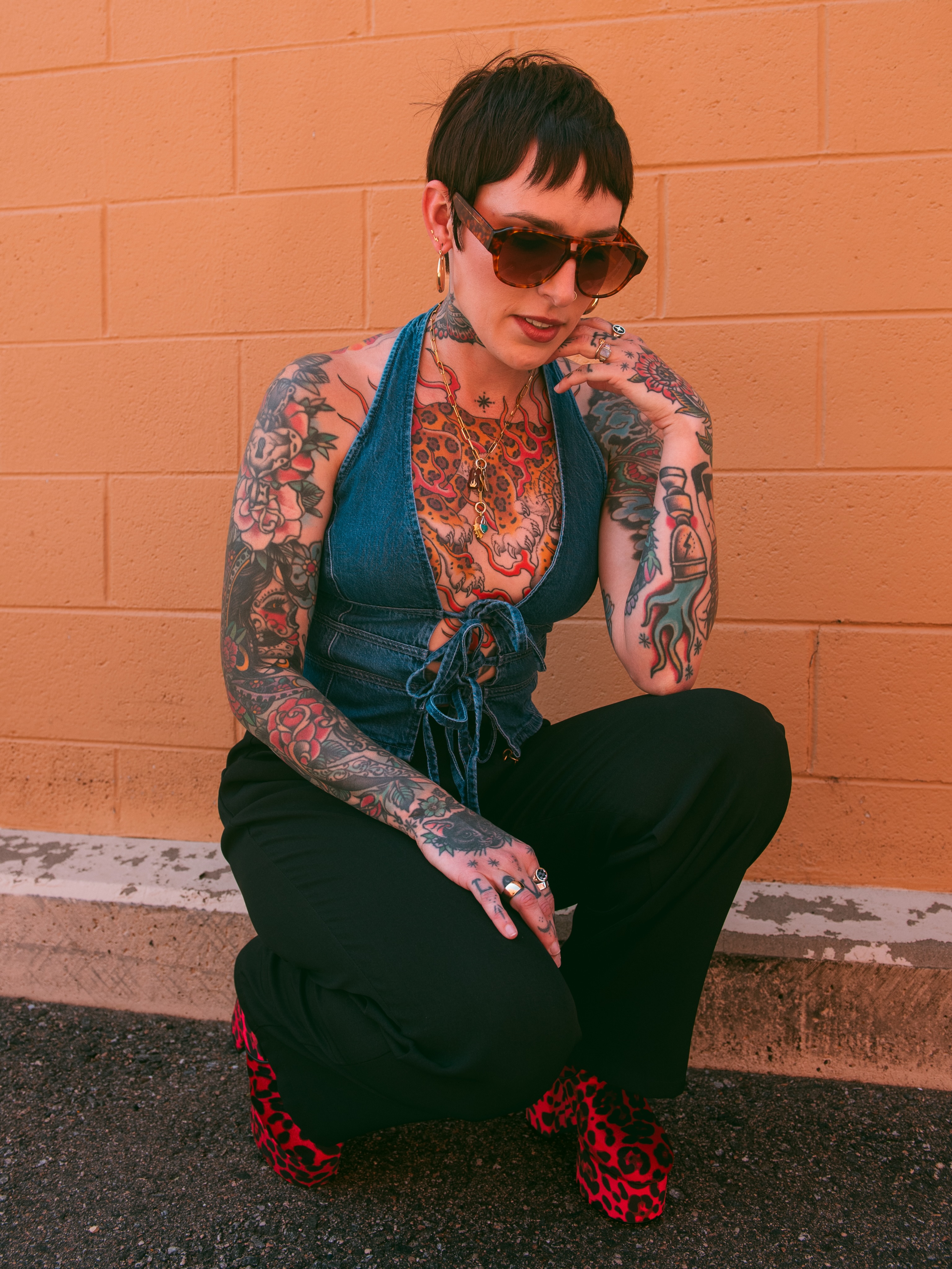 Tattooed torso American traditional tattoo on the torso by Cori James Tattoo Artist