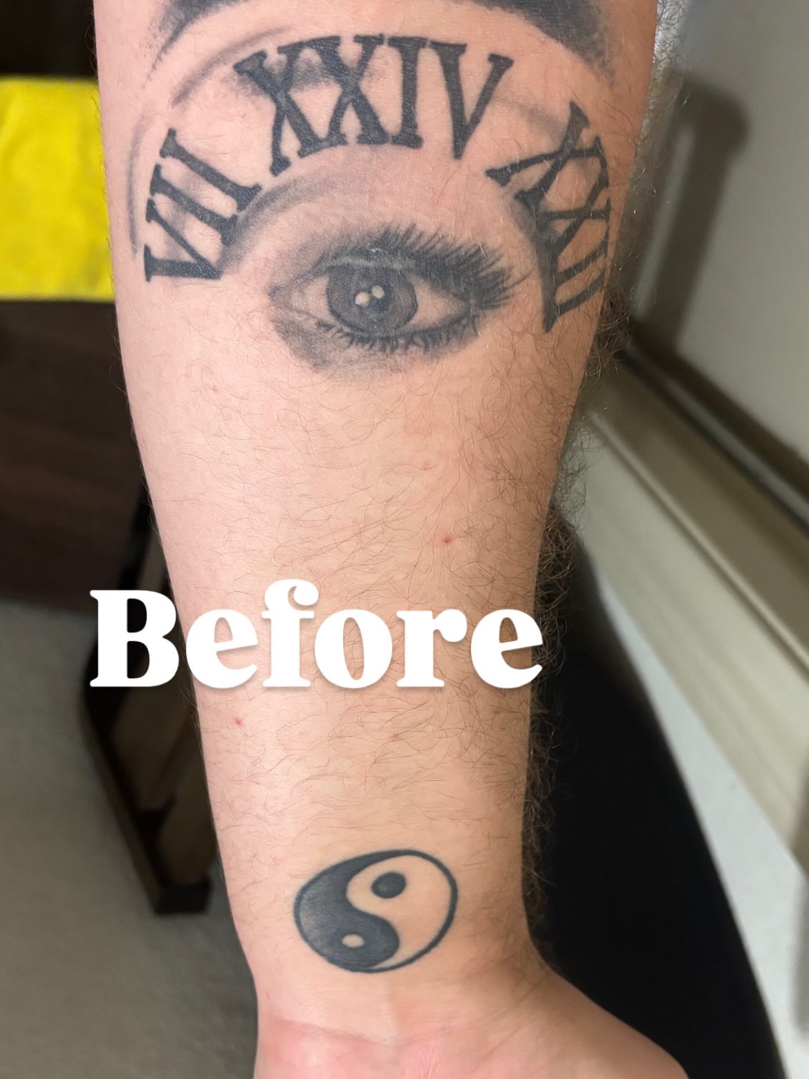 Eye realism tattoo on the forearm by Marky