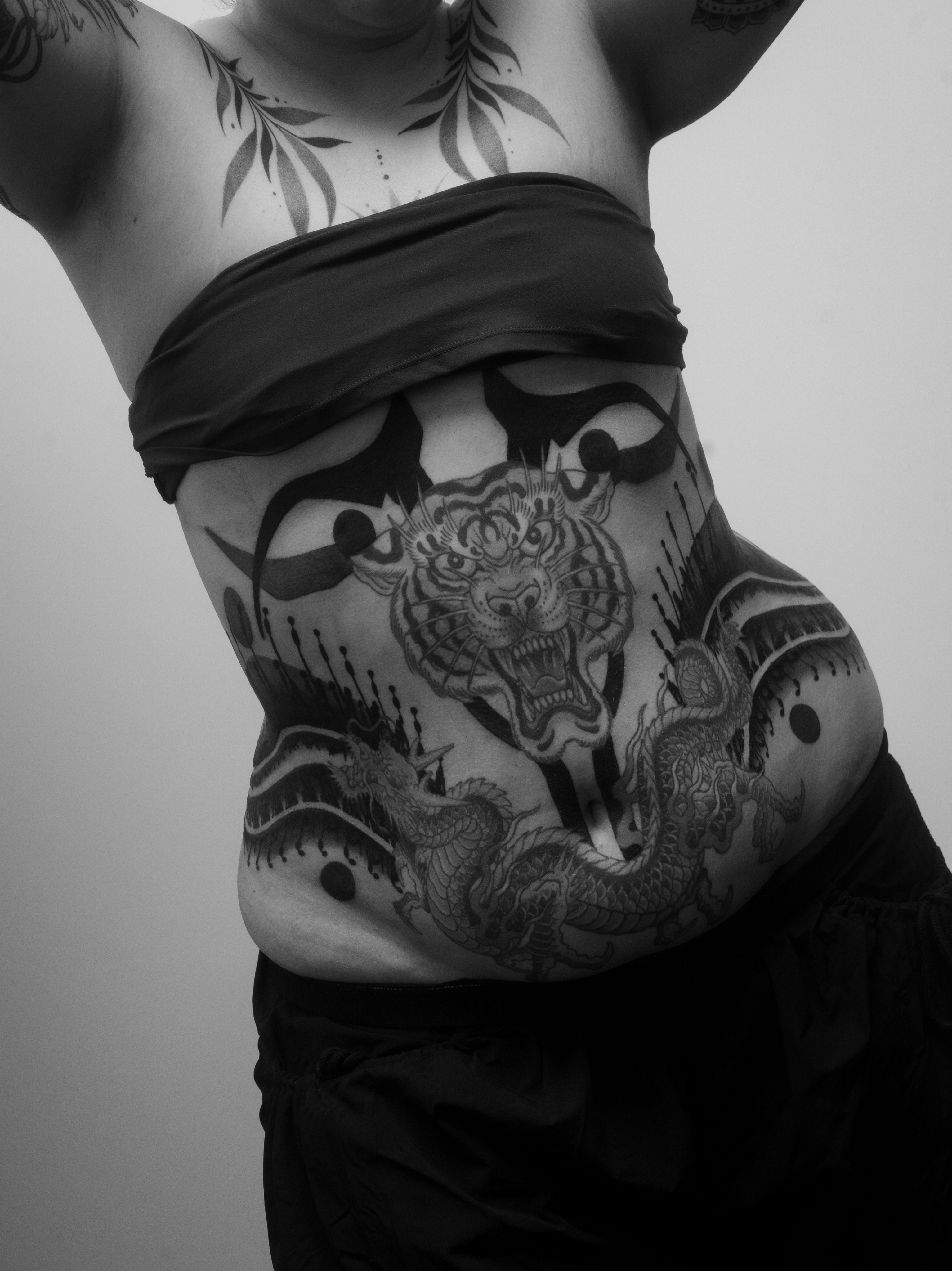 Tattoo by @josalinegreen — black_and_grey, japanese_irezumi