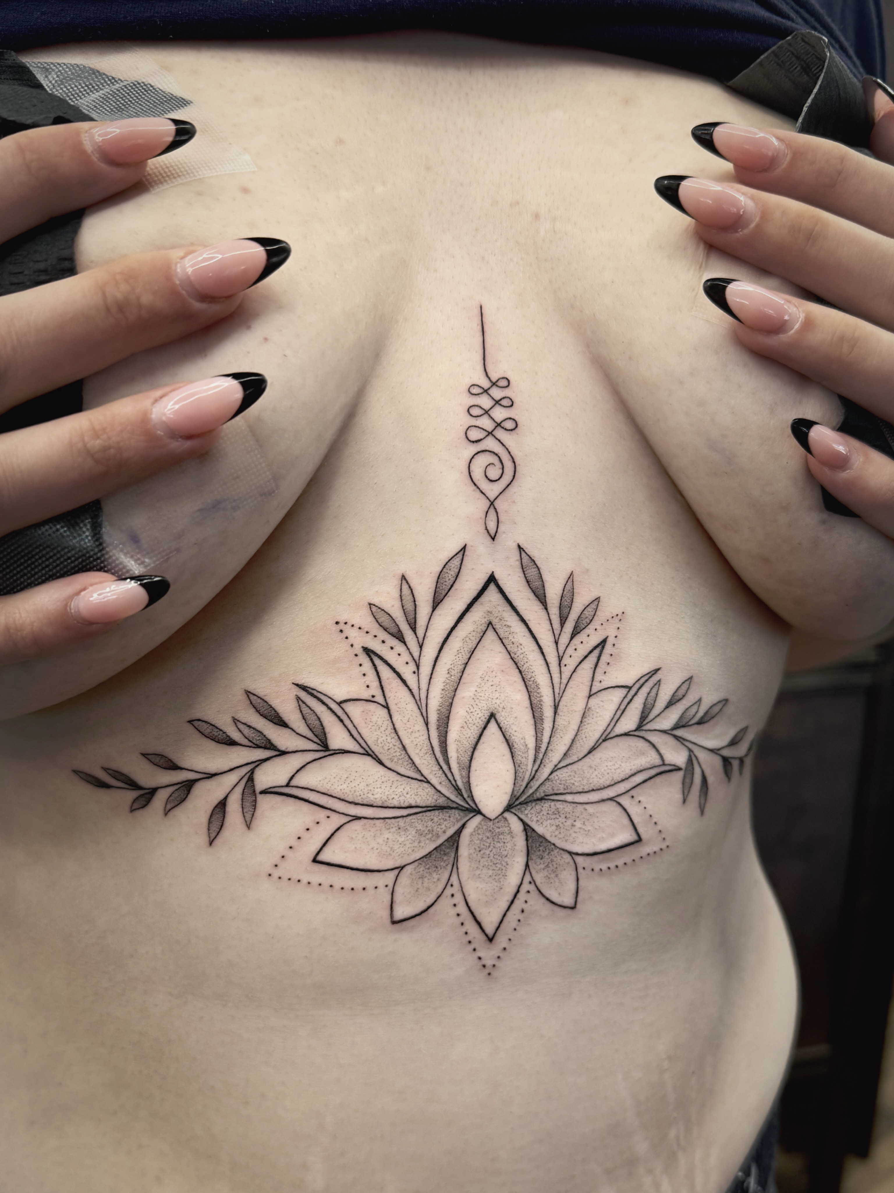 Tattoo by @audreymicheletattoos — dotwork, geometric